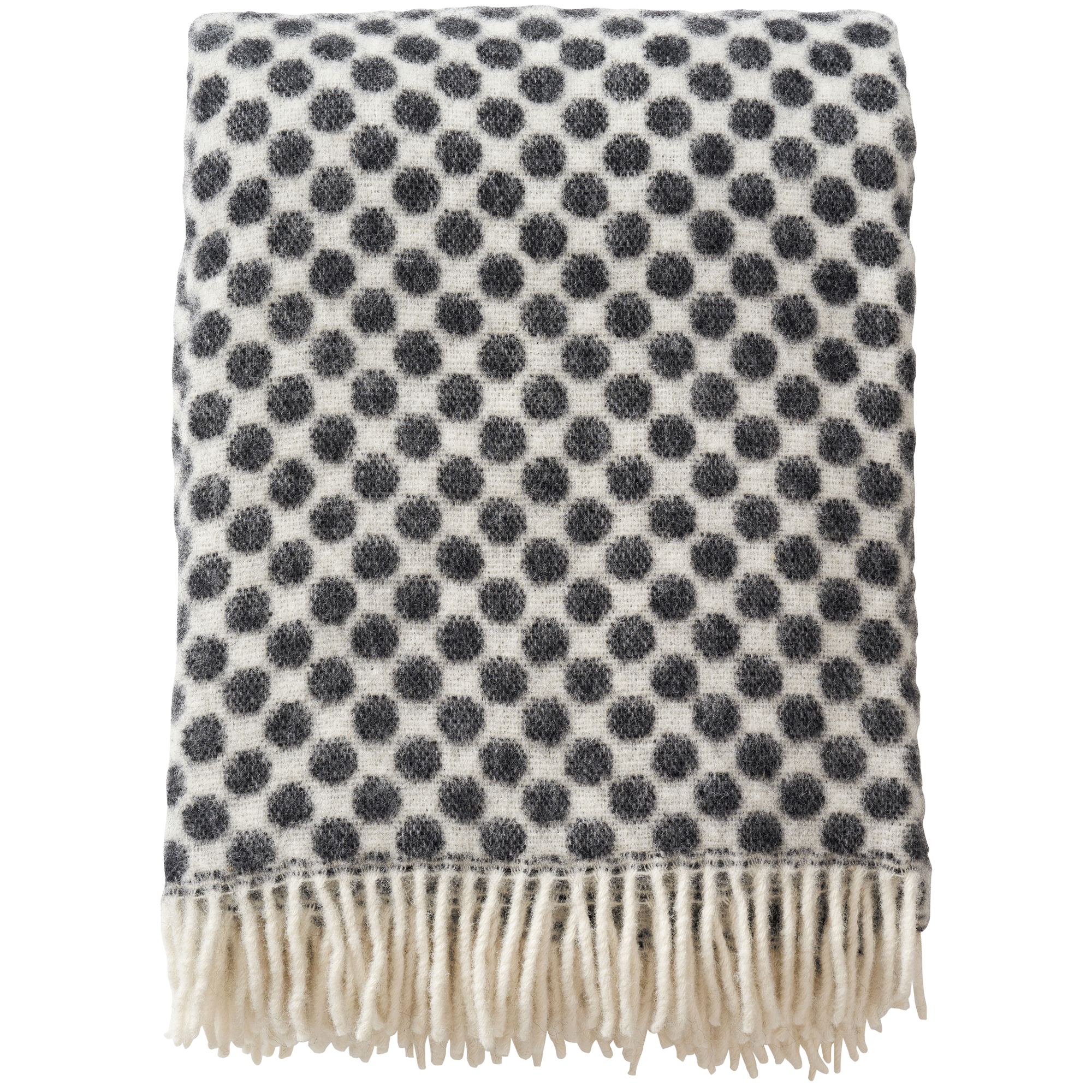 Gotland Dots Black 130x200cm Brushed Wool Throw