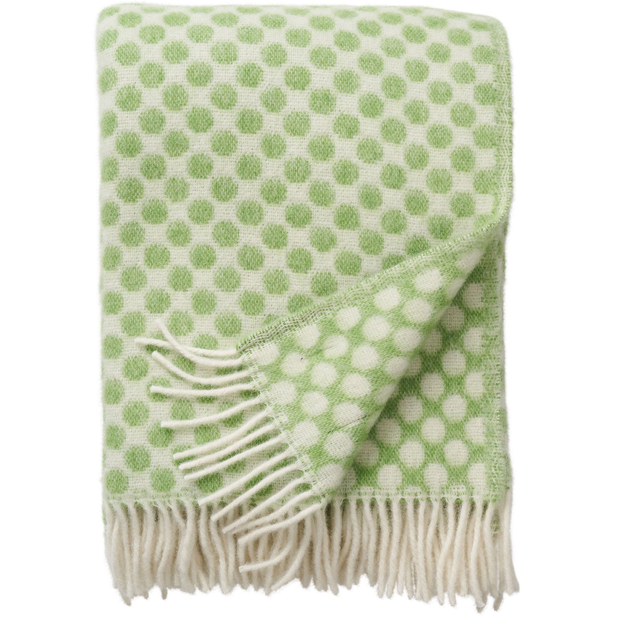 Gotland Dots Green 130x200cm Brushed Wool Throw