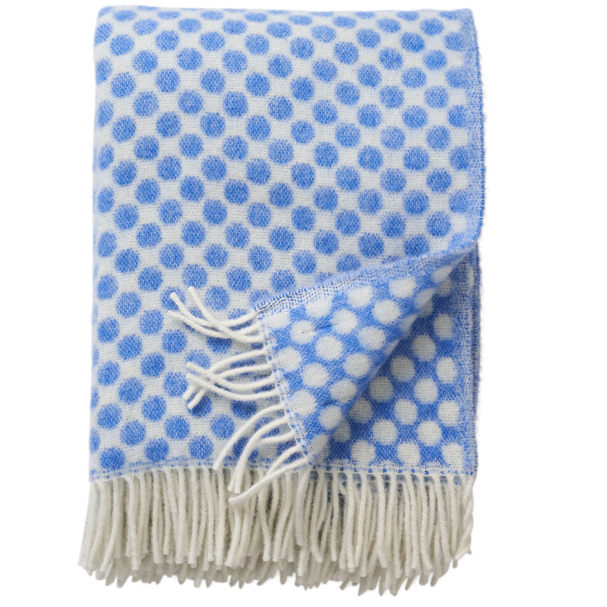 Gotland Dots Blue 130x200cm Brushed Wool Throw