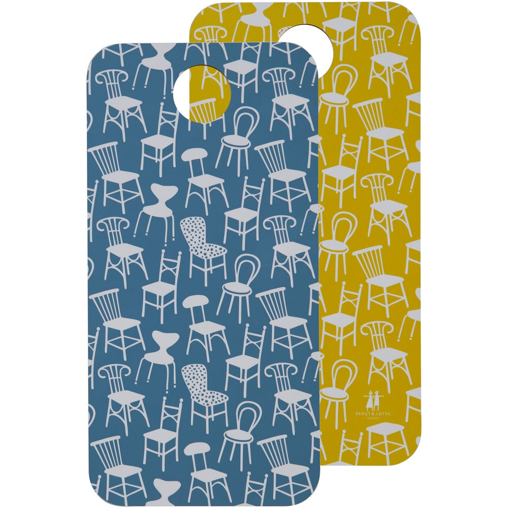 Chairs Blue / Yellow Reversible Cutting Board