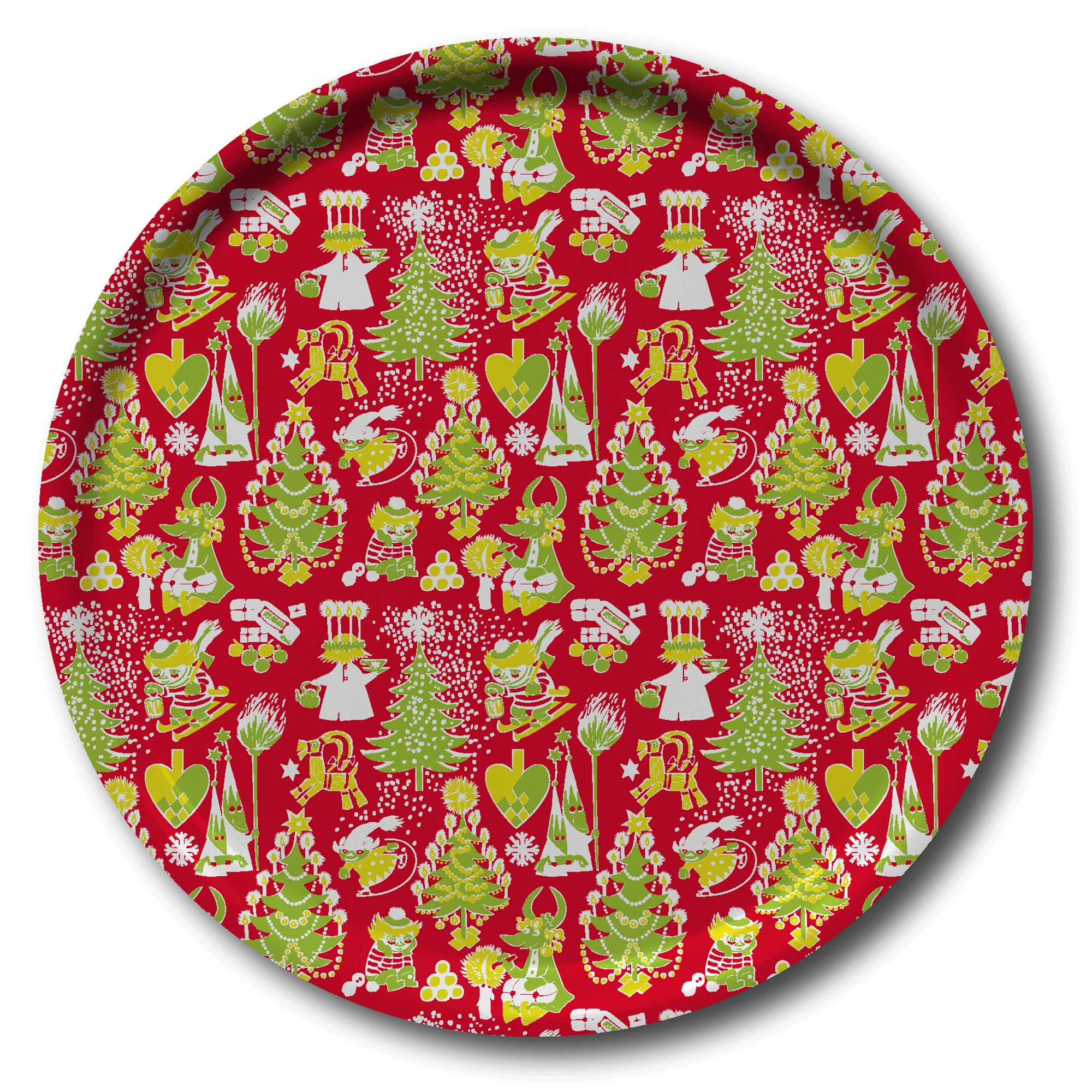 Christmas Pattern Ø31cm Birchwood Round Tray