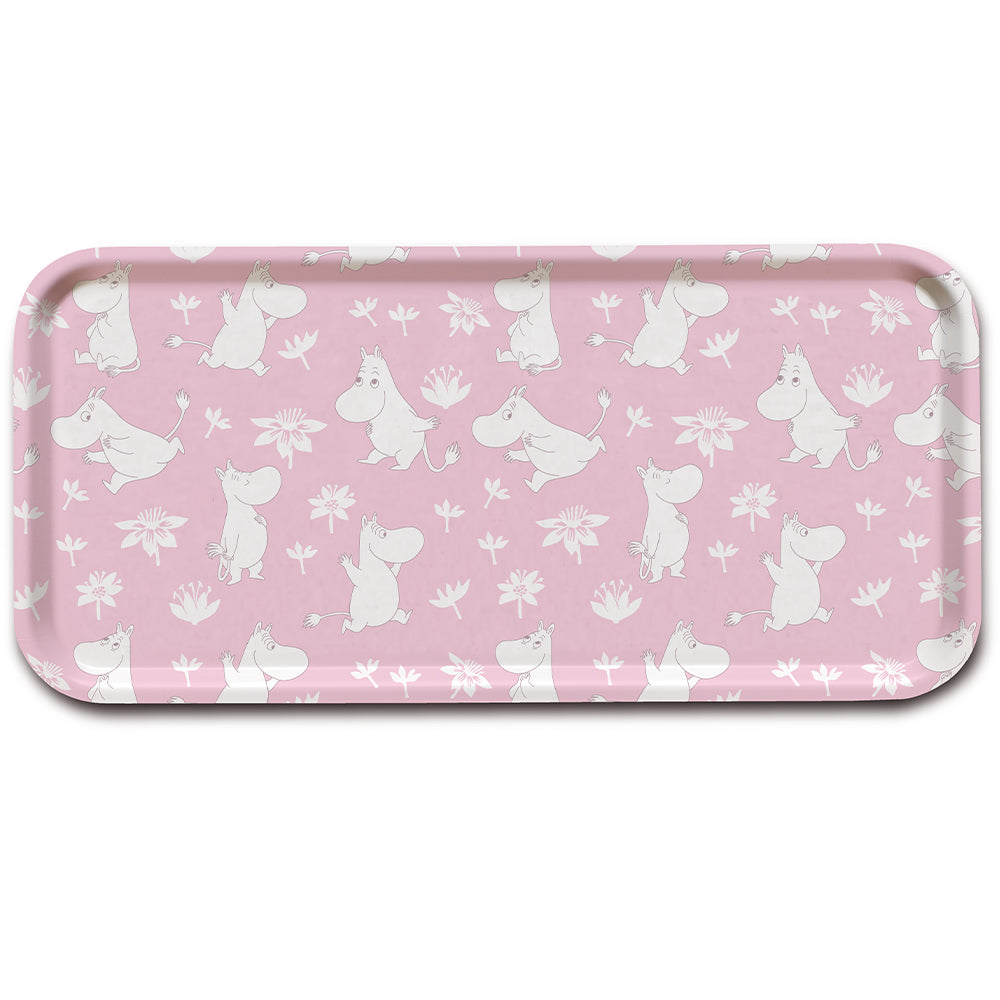 Moomin Pattern Rose Birchwood Tray