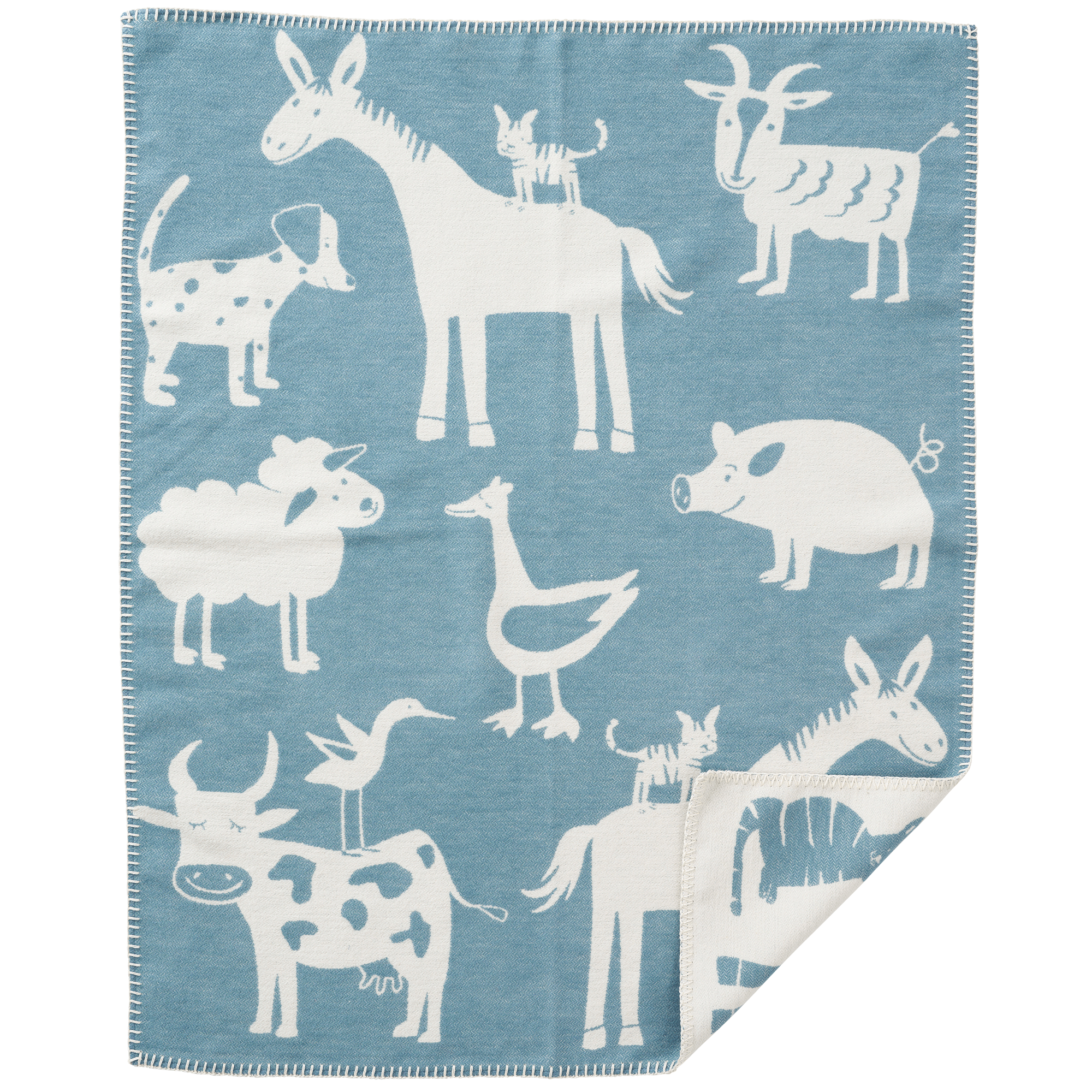 Farm Blue 70x90cm Organic Brushed Cotton Blanket