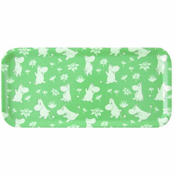 Moomin Pattern Green Birchwood Tray