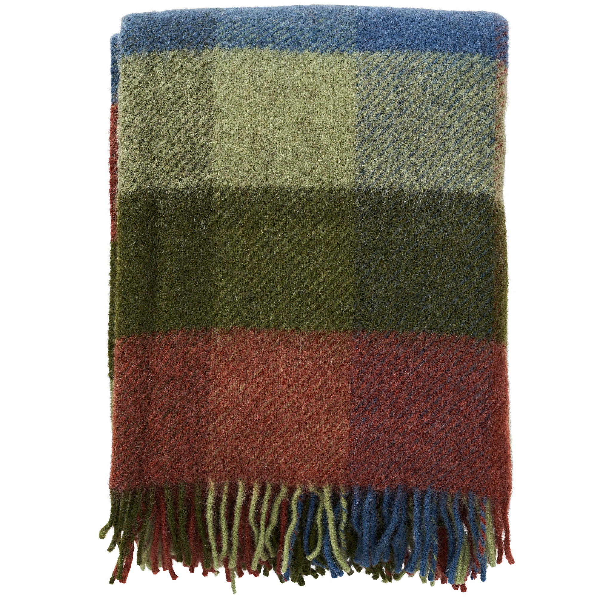 Gotland Multi Green 130x200cm Brushed Wool Throw