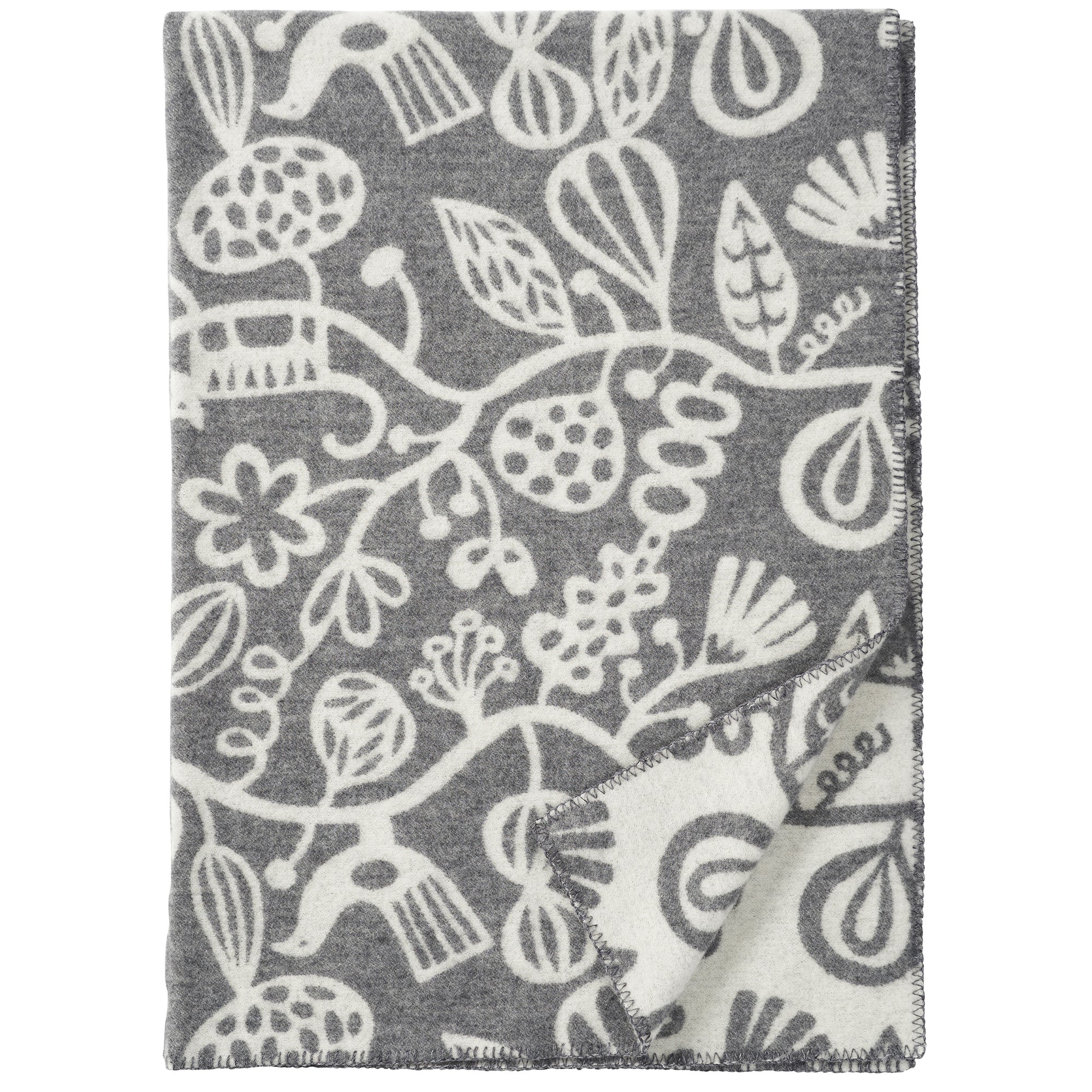 Botanical Garden Grey 130x180cm Lambswool Blanket