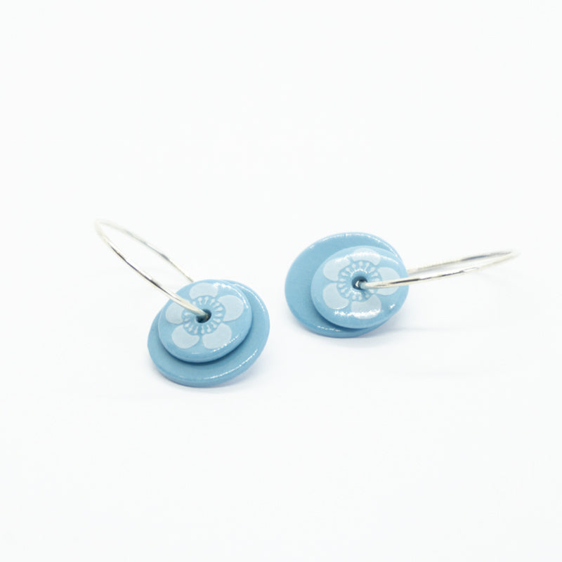 Bloom Blue Porcelain Hoop Earrings
