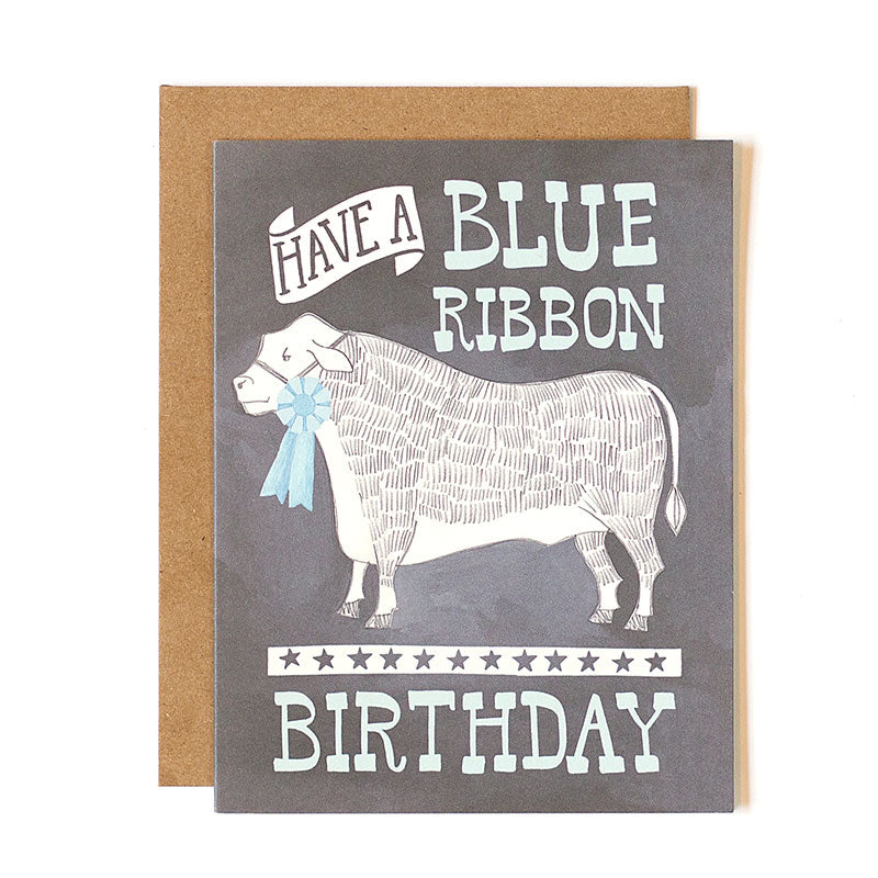 Blue Ribbon Birthday Card