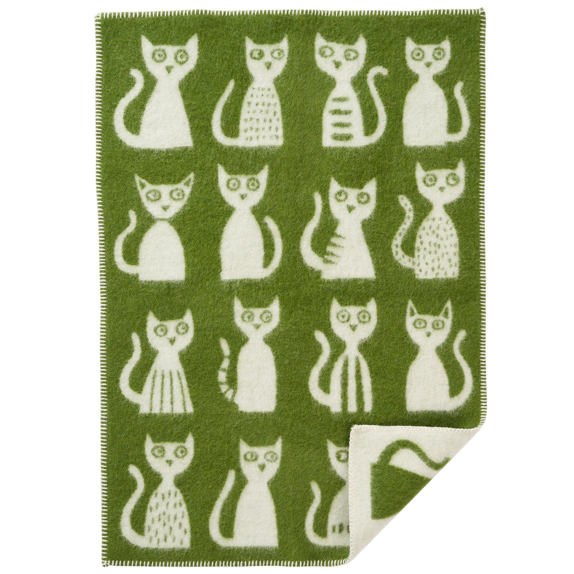 Cat Green 65x90cm Eco Lambswool Blanket