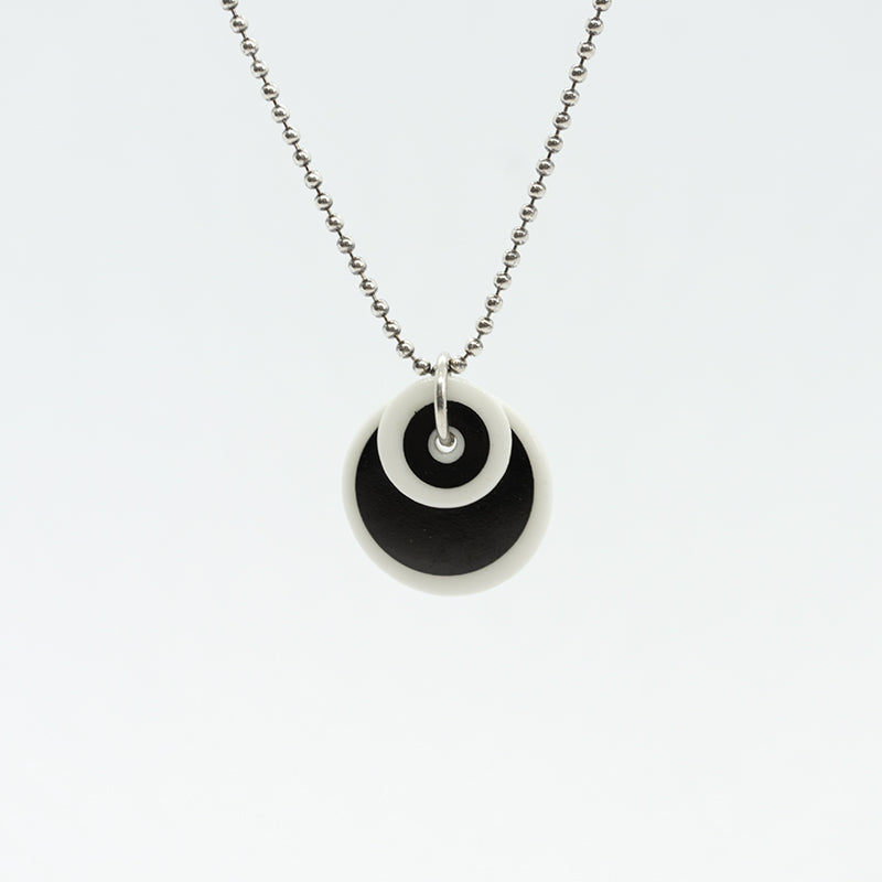 Circle Stripe Black and White Porcelain Necklace