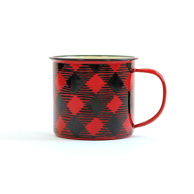 Red Buffalo Plaid Enamel Mug