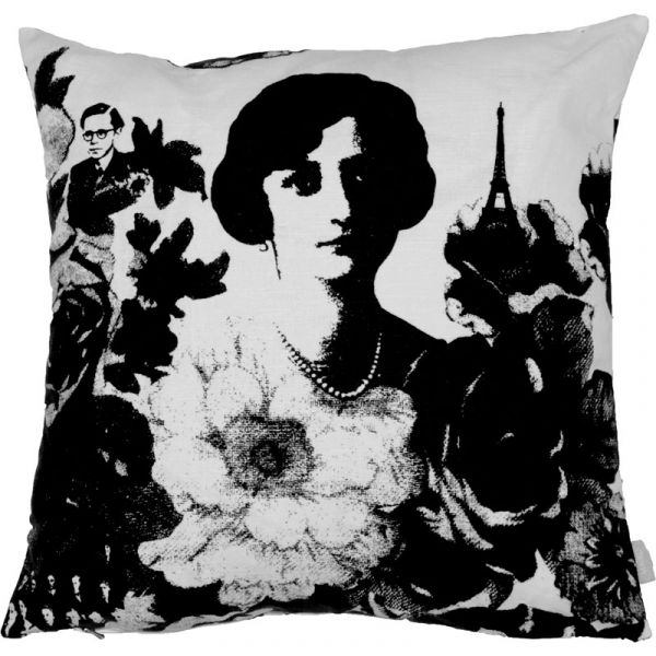Mademoiselle Black 48x48cm Linen & Cotton Cushion Cover