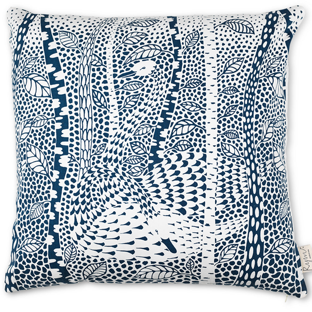 Birchy Bird/Blue 50x50cm Cotton Cushion Cover