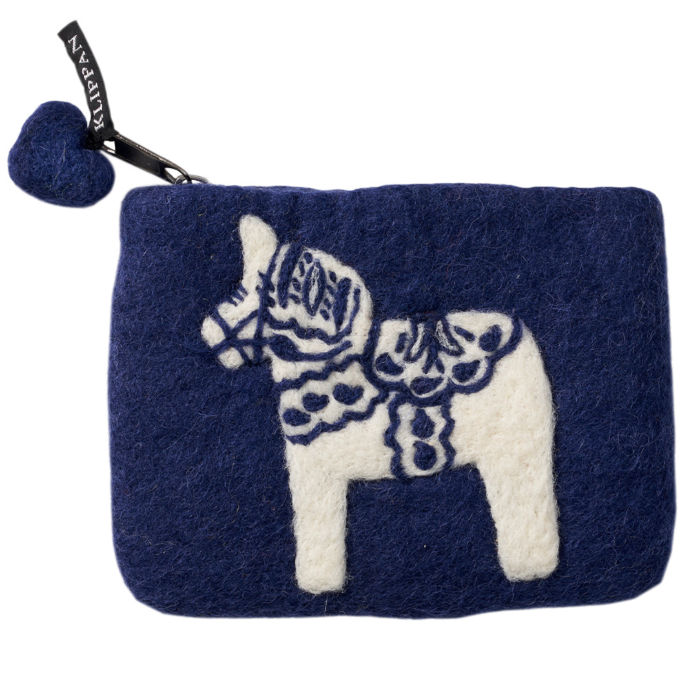 Felt Purse Blue Swedish Horse