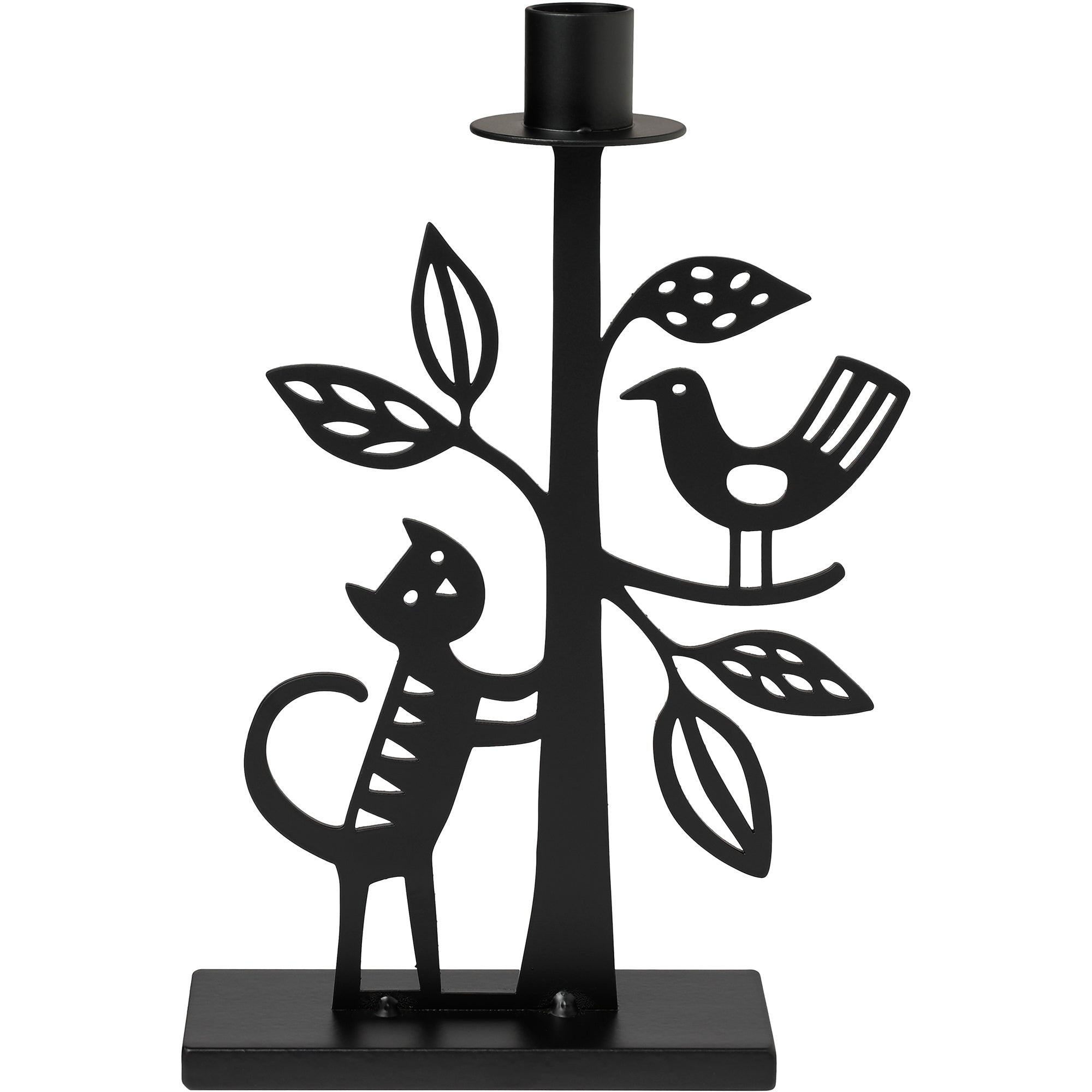 The Cat and the Tree Black Candle Holder