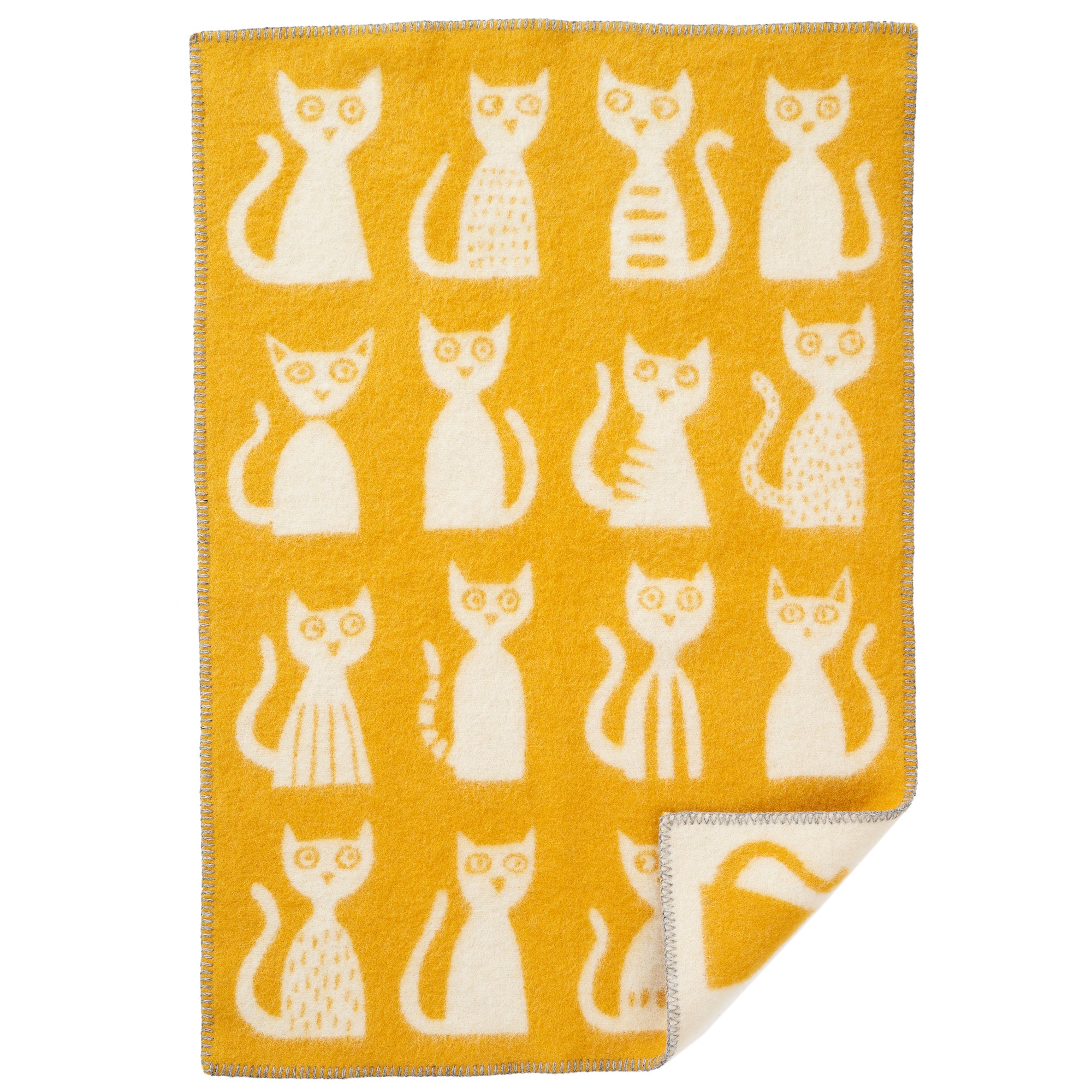 Cat Yellow 65x90cm Eco Lambswool Blanket