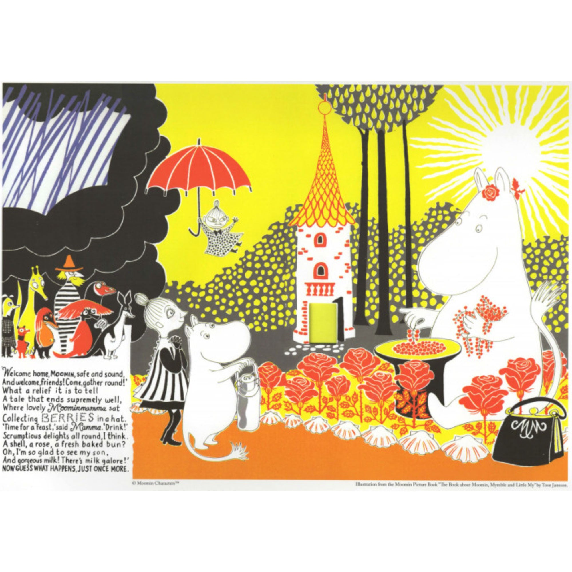 Moomin Sunshine Collecting Berries Art Print