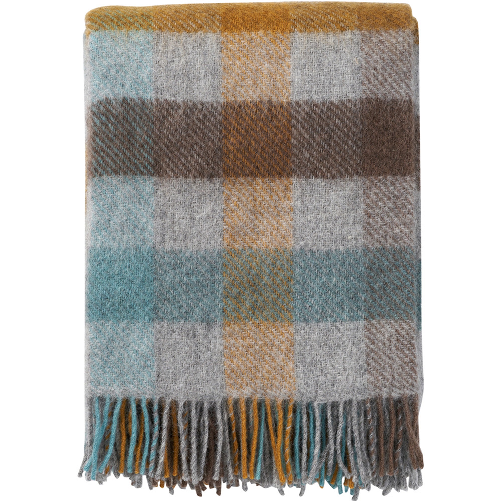 Gotland Multi Turquoise 130x200cm Brushed Wool Throw