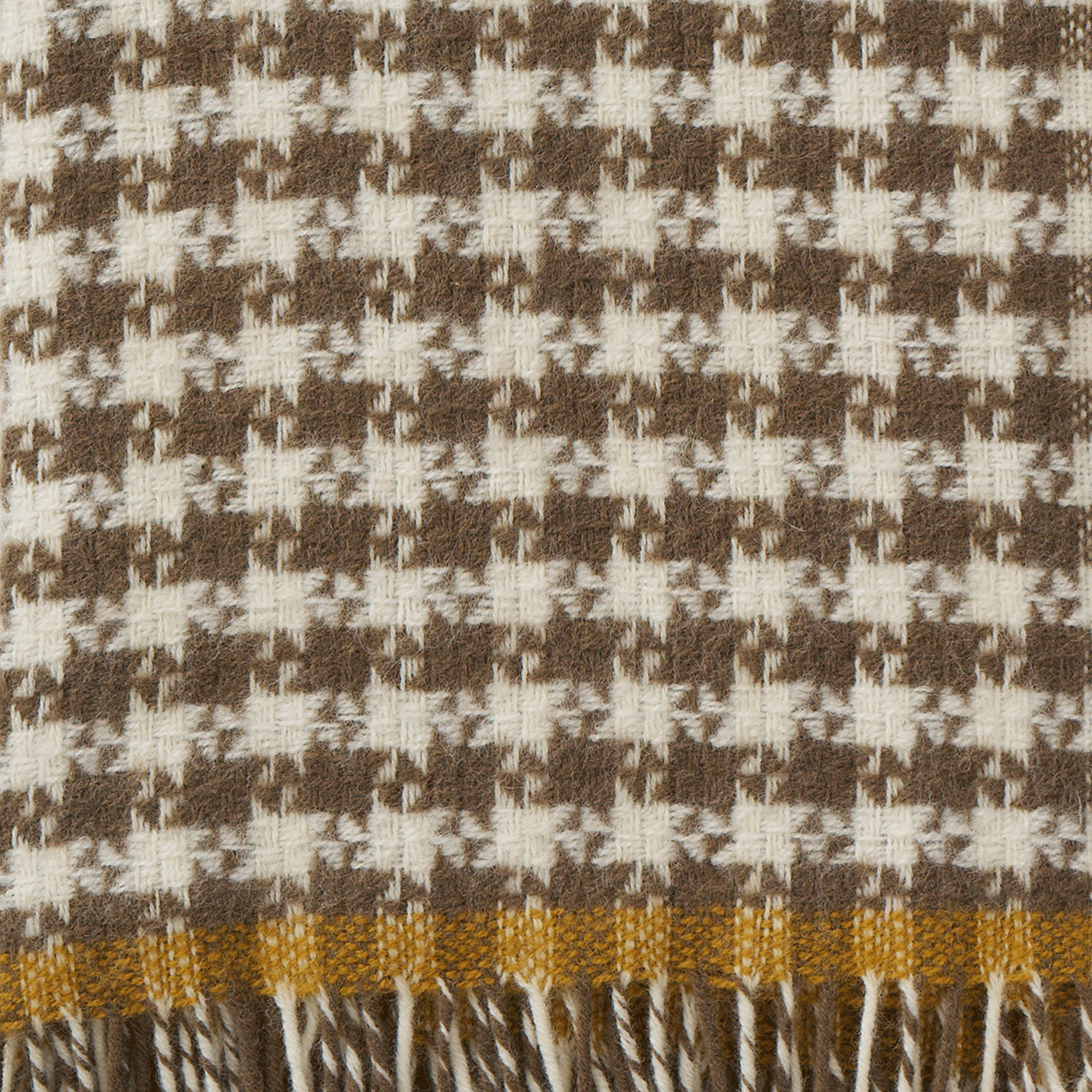 Dogtooth Mud/Mustard 130x200cm Eco Lambswool Throw