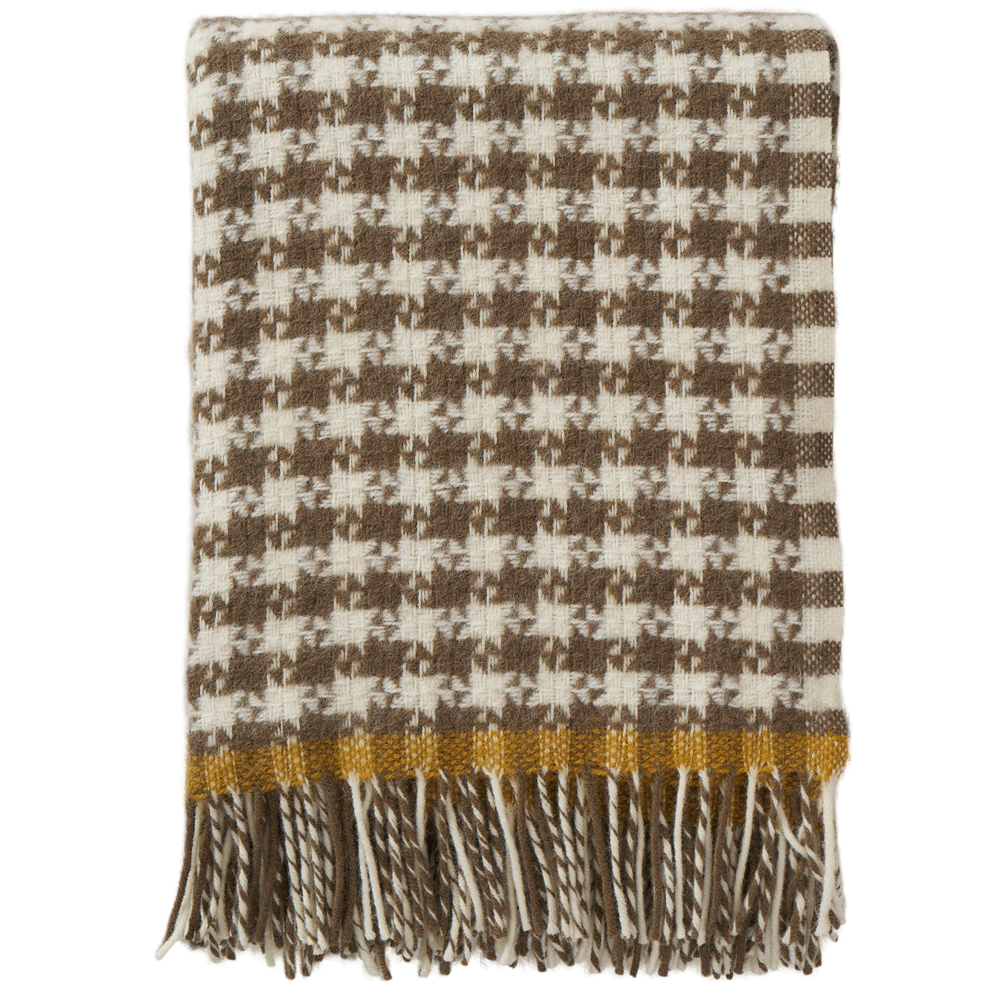 Dogtooth Mud/Mustard 130x200cm Eco Lambswool Throw