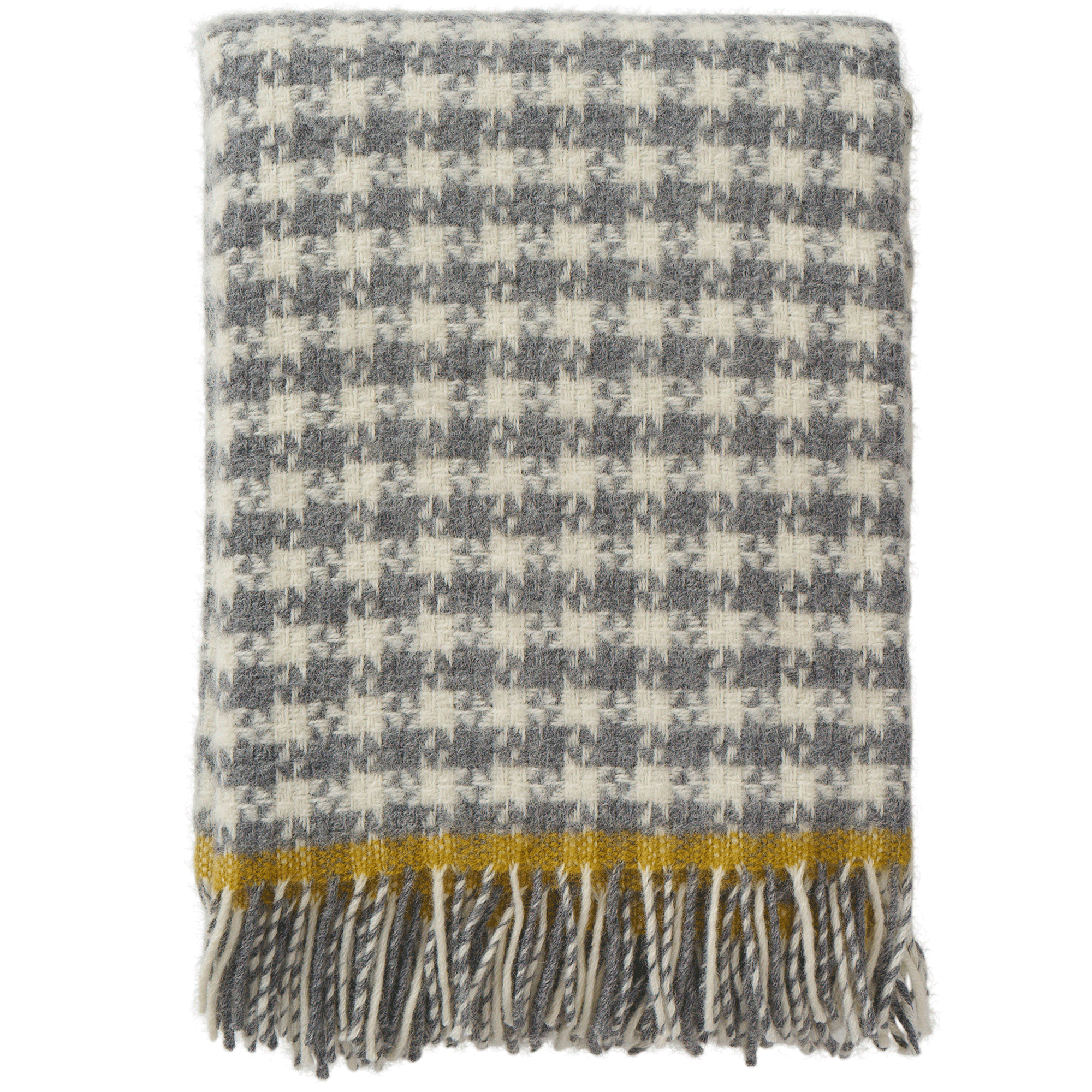 Dogtooth Grey/Yellow 130x200cm Eco Lambswool Throw