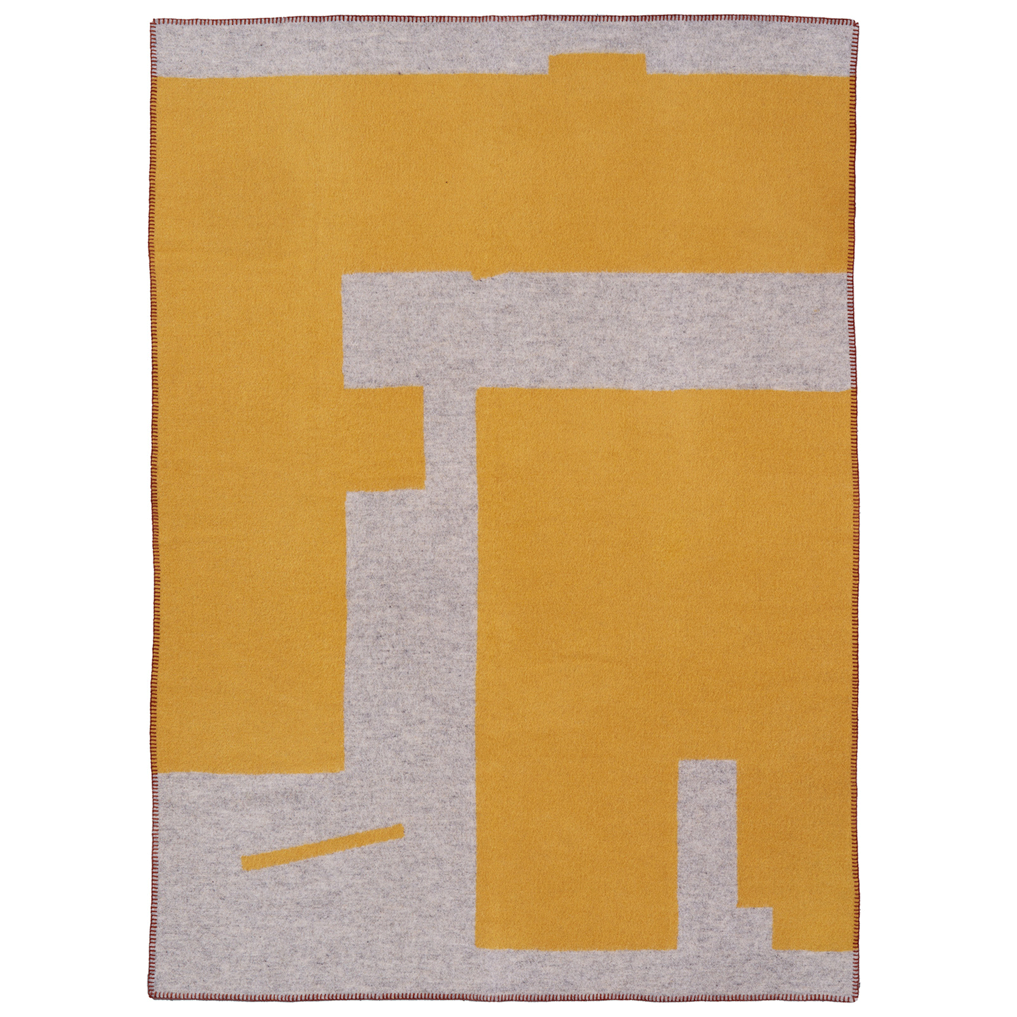 Sankt Petri Plan Brass & Light Grey 130x180cm Woven Eco Lambswool Blanket