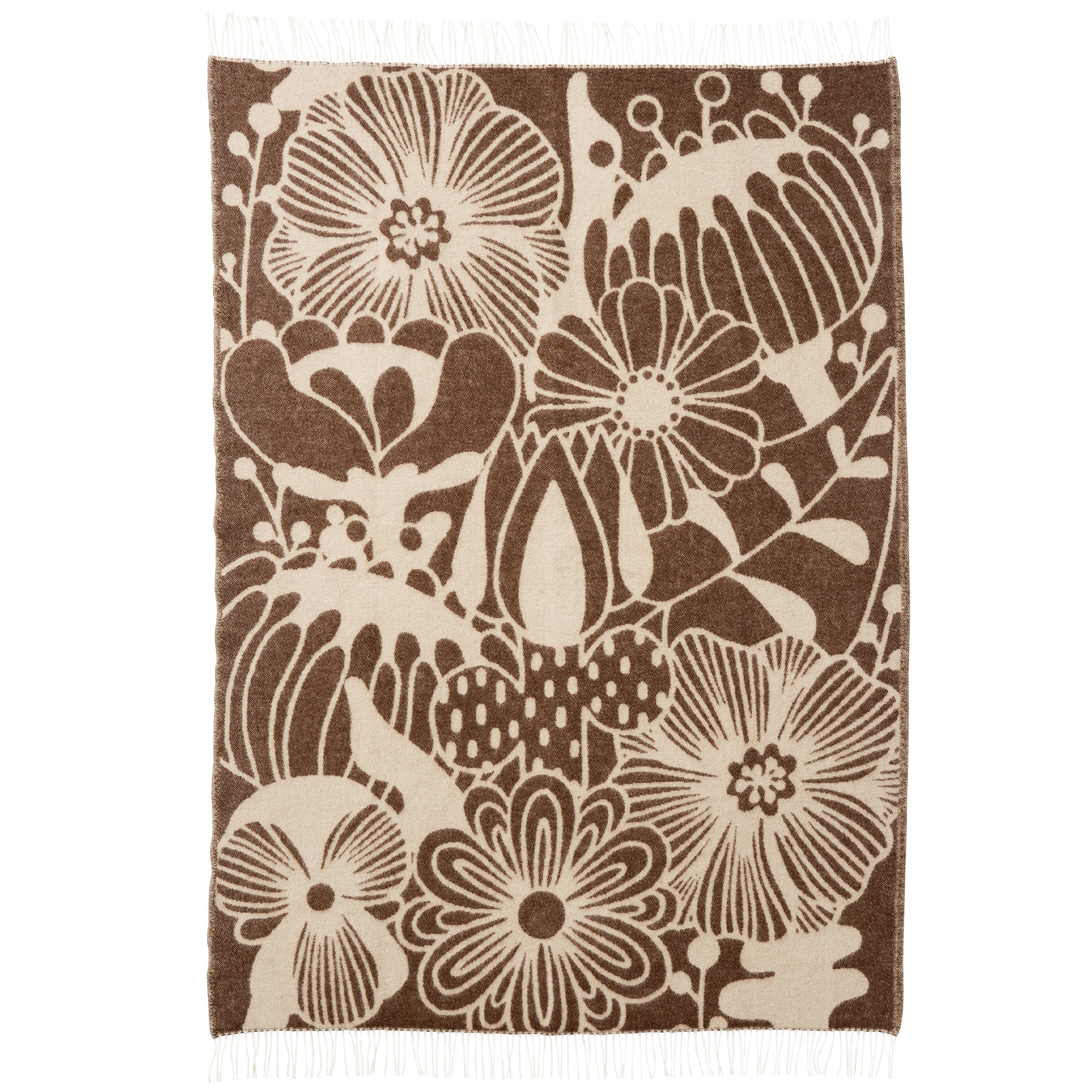 Blomranka Brown &  Beige 130x200cm Lambswool Blanket