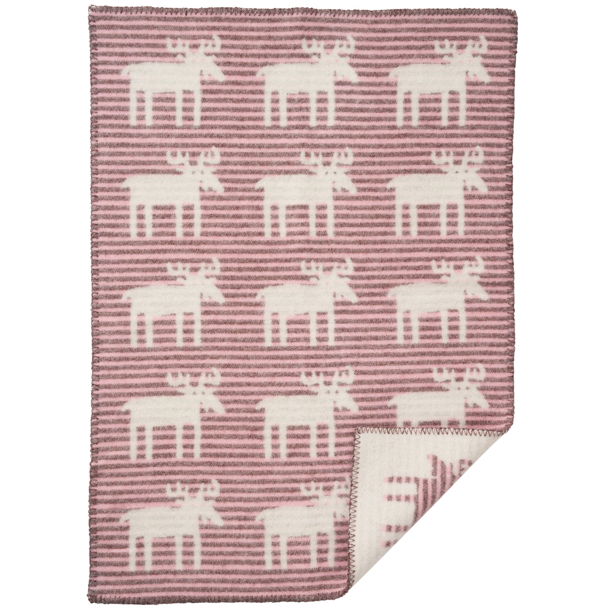 Moose Stripe Baby Pink 65x90cm Eco Lambswool Blanket