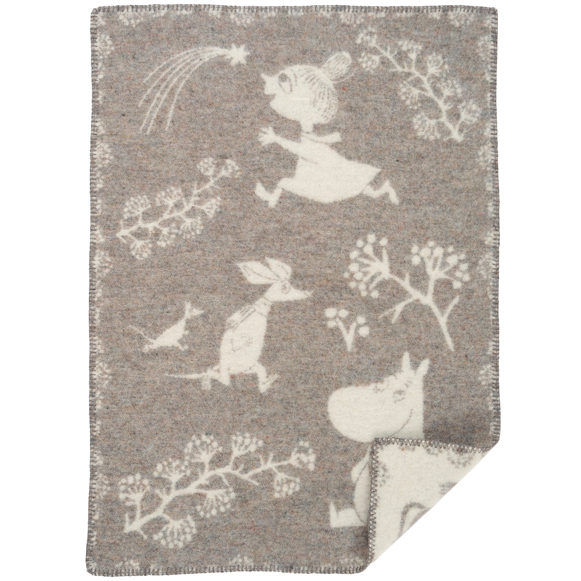 Moomin Winterland Grey 65x90cm Eco Woven Lambswool Blanket