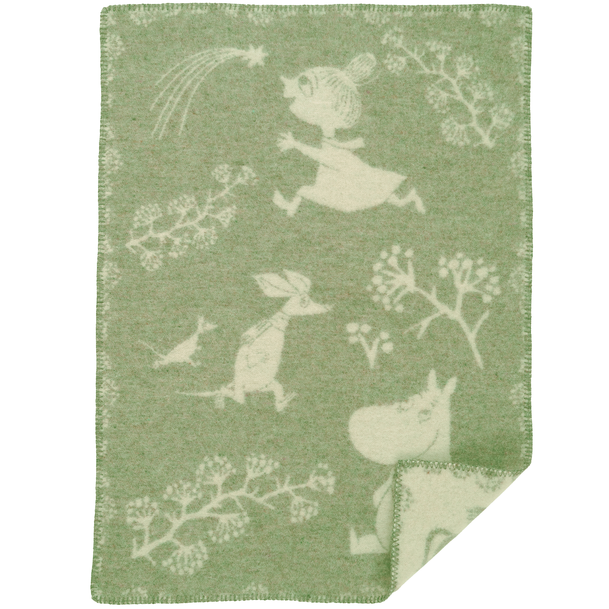 Moomin Winterland Frost Green 65x90cm Eco Woven Lambswool Blanket