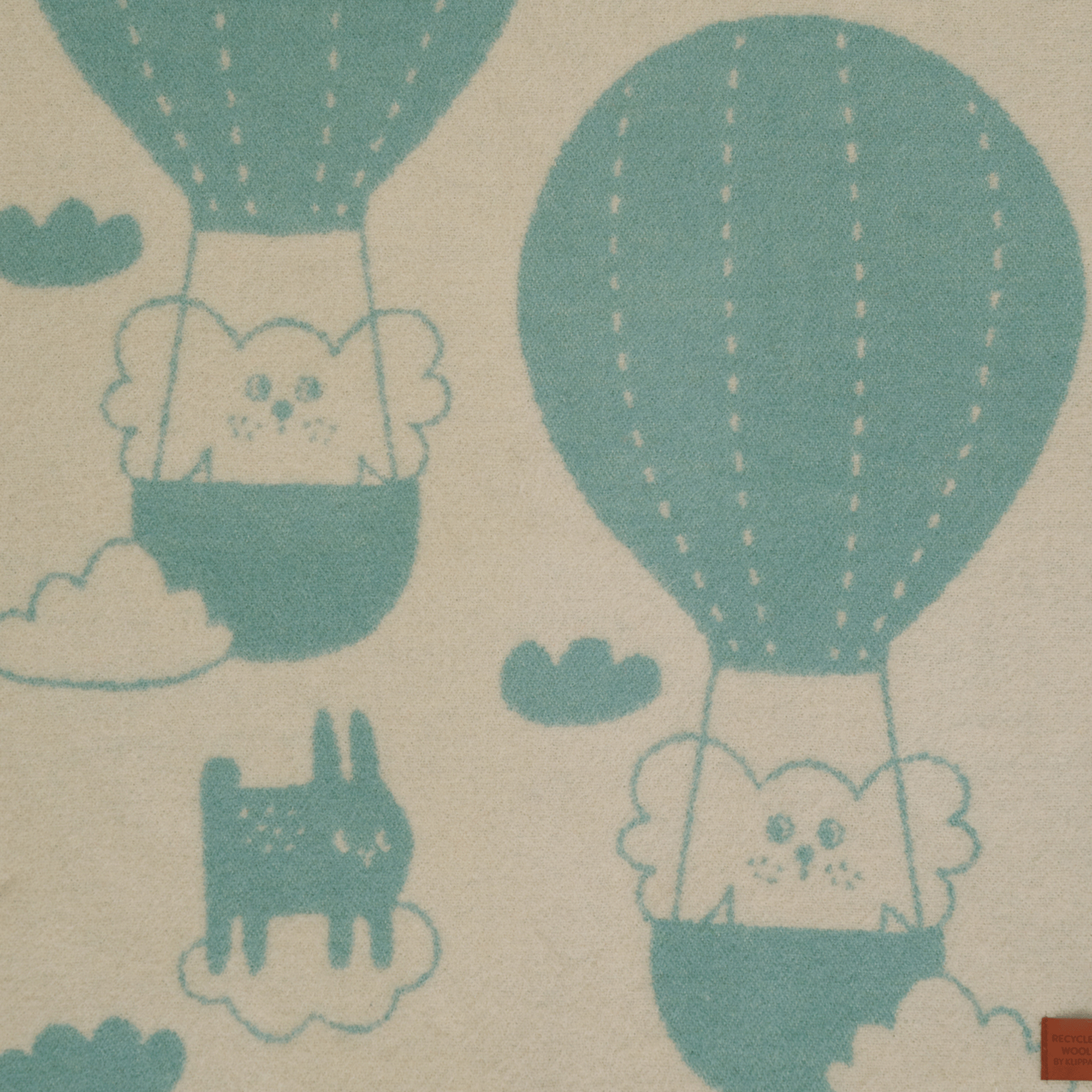 Balloon Blue/Beige 65x90cm Recycled Lambswool & New Lambswool Blanket