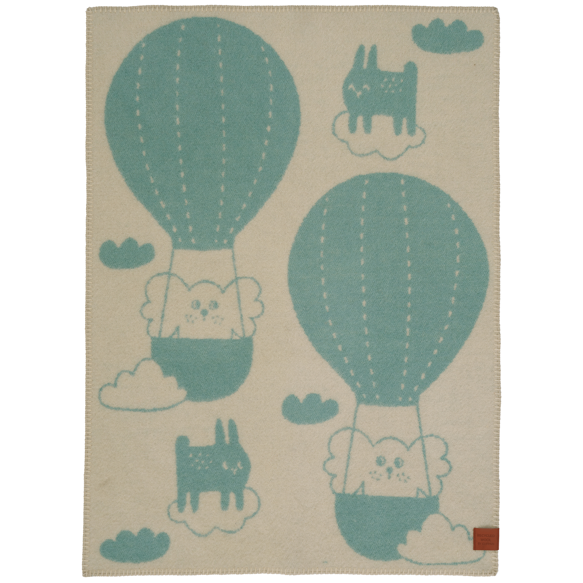 Balloon Blue/Beige 65x90cm Recycled Lambswool & New Lambswool Blanket