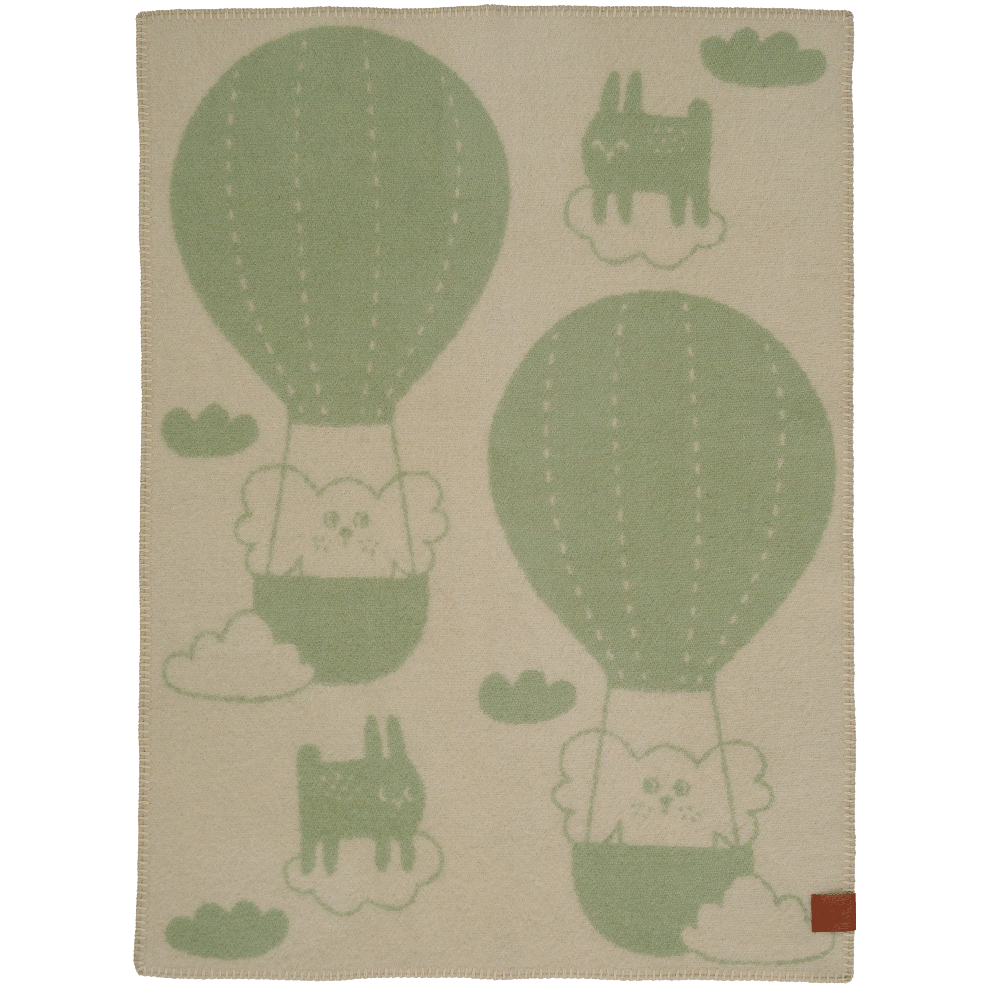 Balloon Green/Beige 65x90cm Recycled Lambswool & New Lambswool Blanket