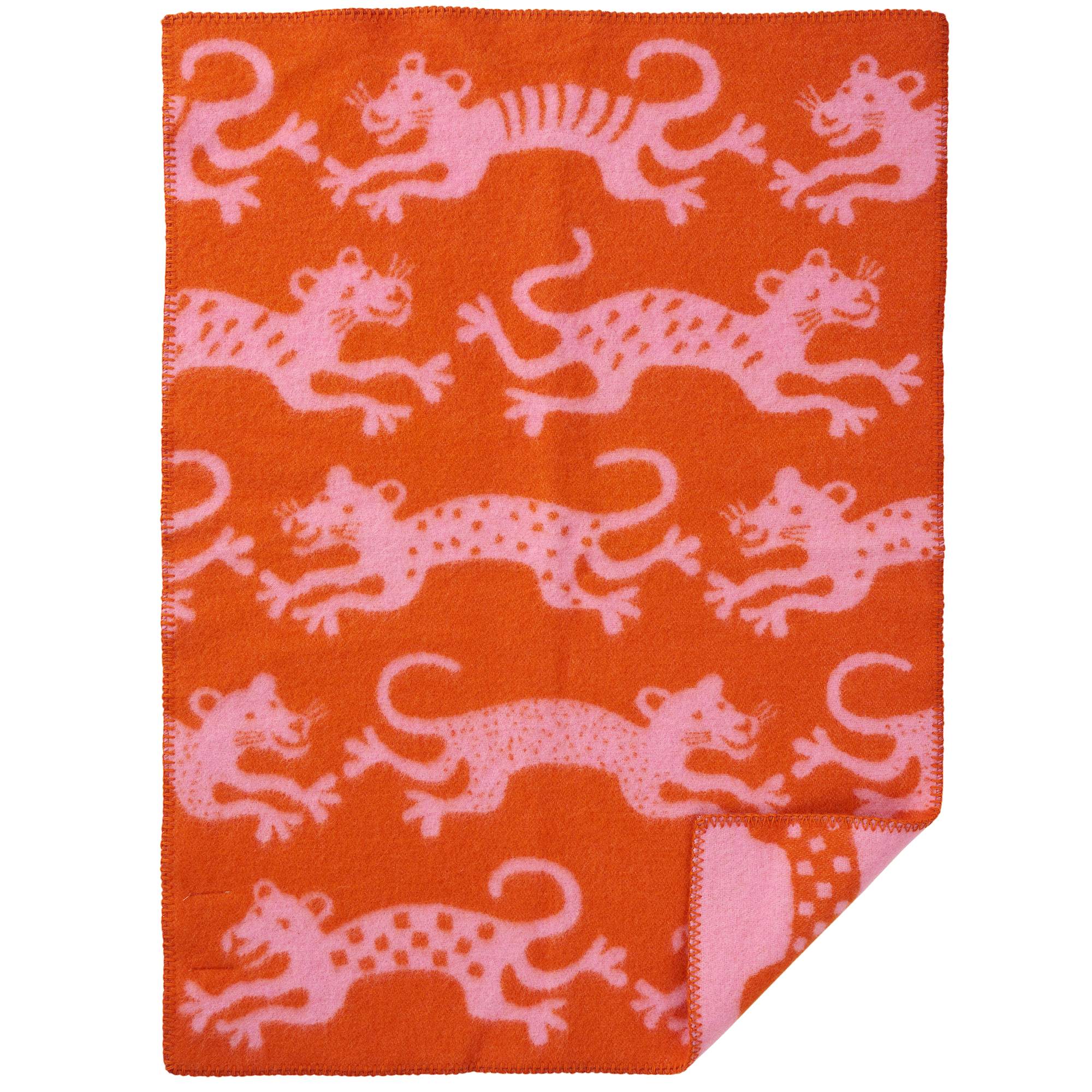 Tiger Jump Orange/Pink 65x90cm Eco Lambswool Blanket