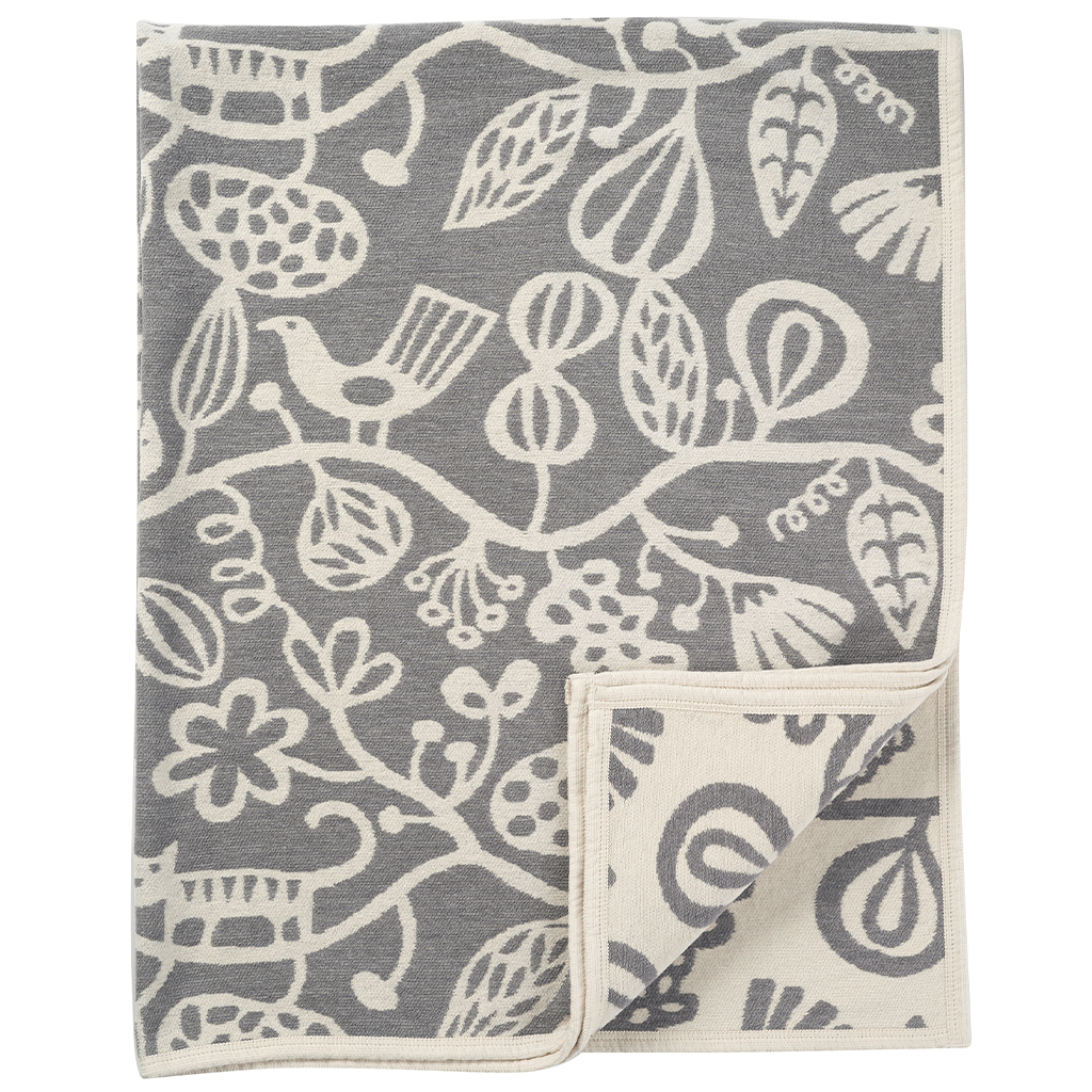 Botanical Garden Grey 130x180cm Cotton Chenille Blanket