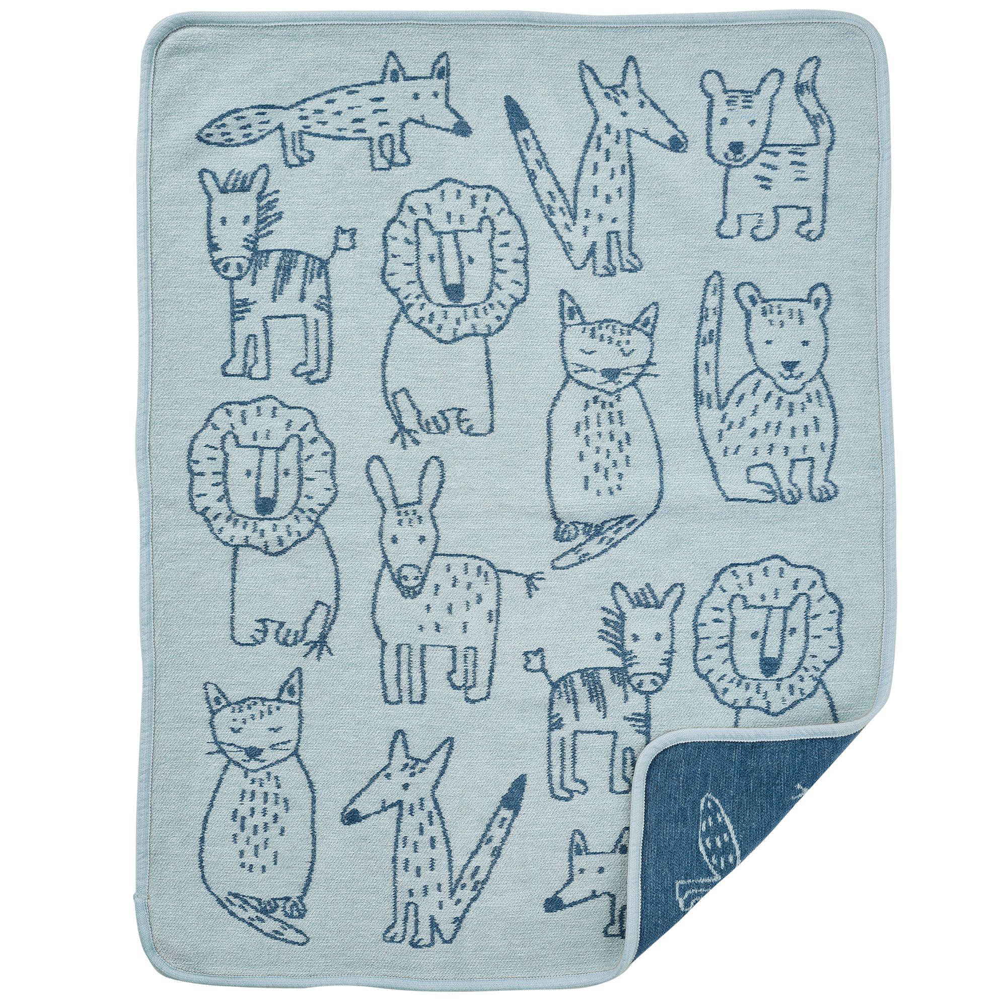 Buddies Blue 70x90cm Organic Cotton Chenille Blanket