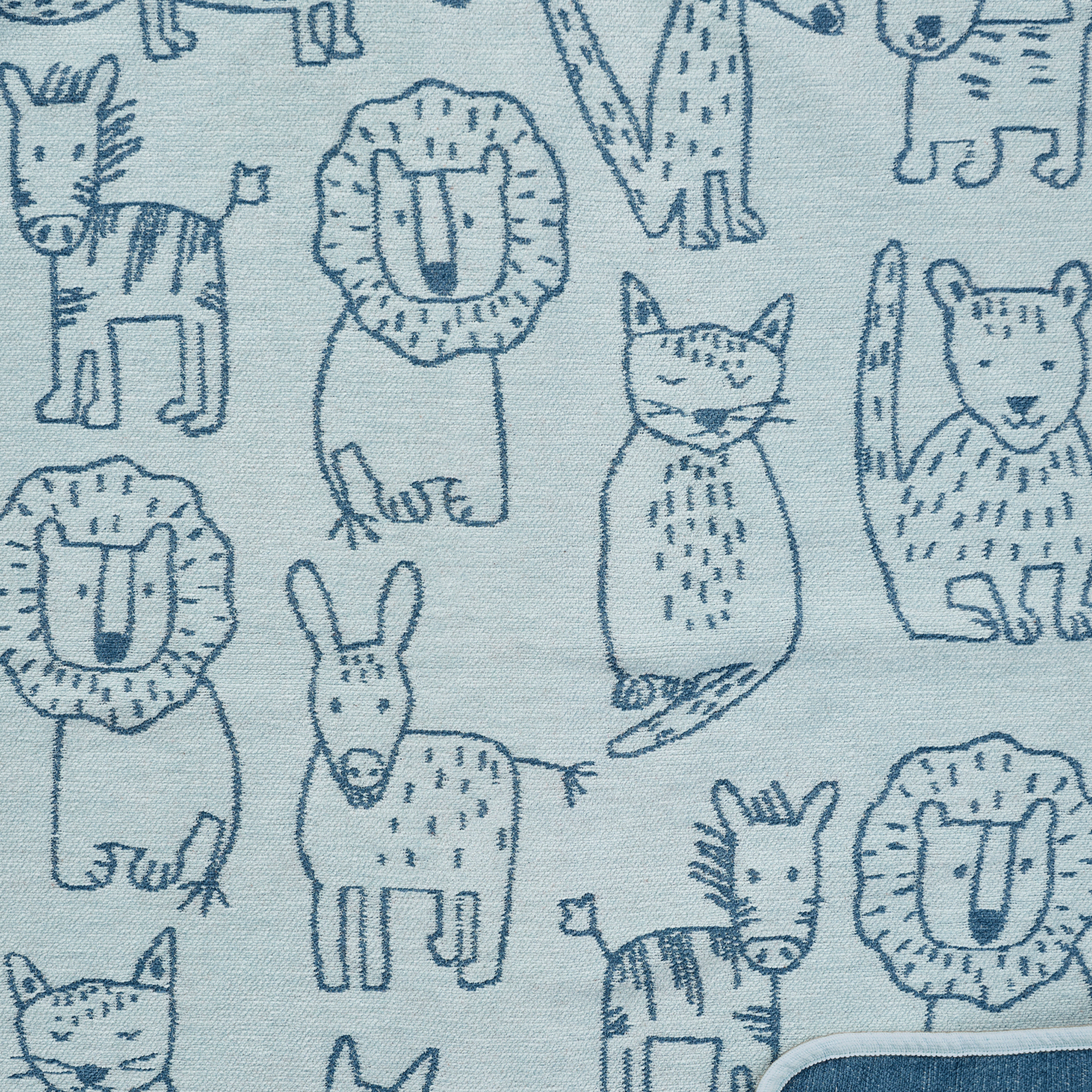 Buddies Blue 70x90cm Organic Cotton Chenille Blanket