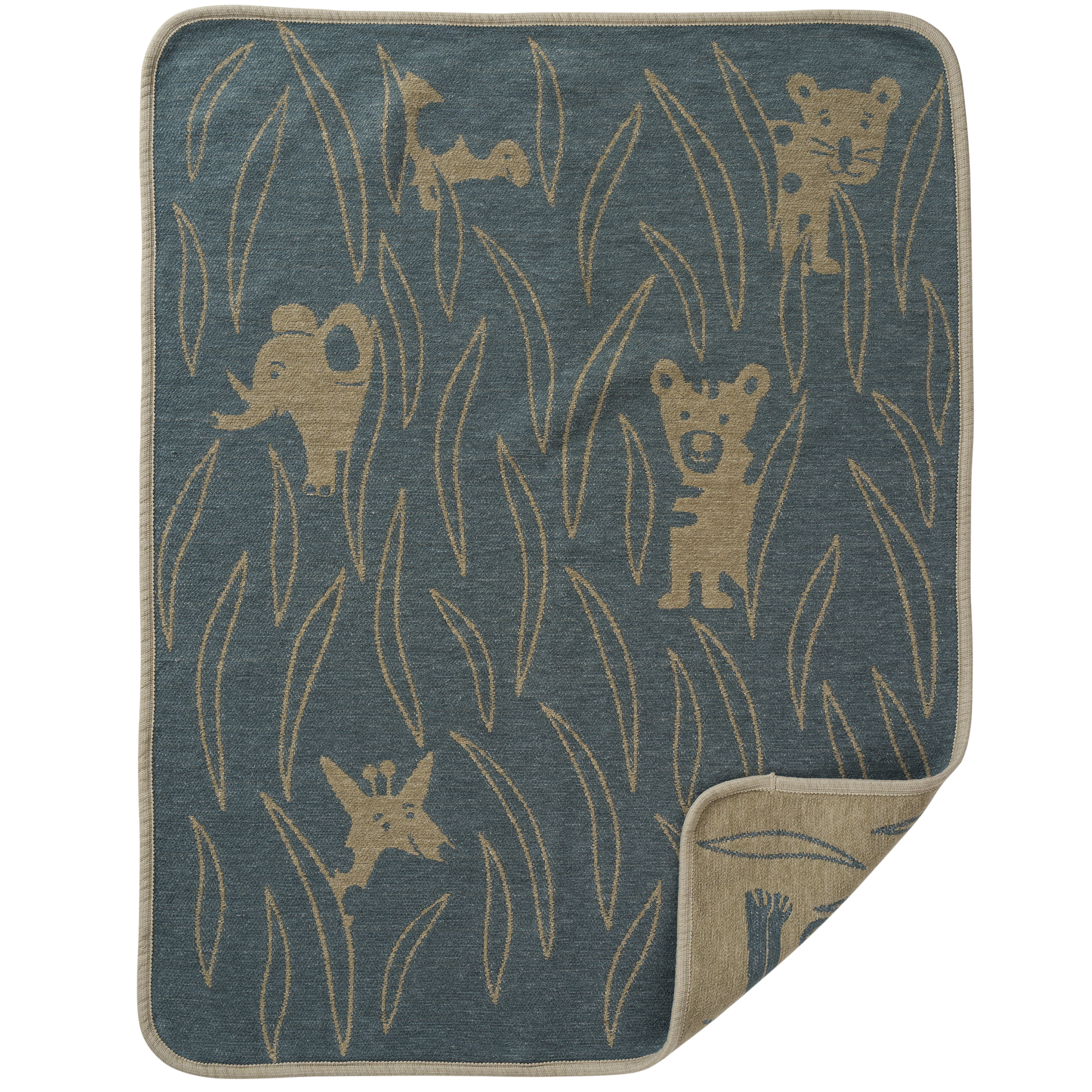 Hide & Seek Dusk Blue 70x90cm Organic Cotton Chenille Blanket