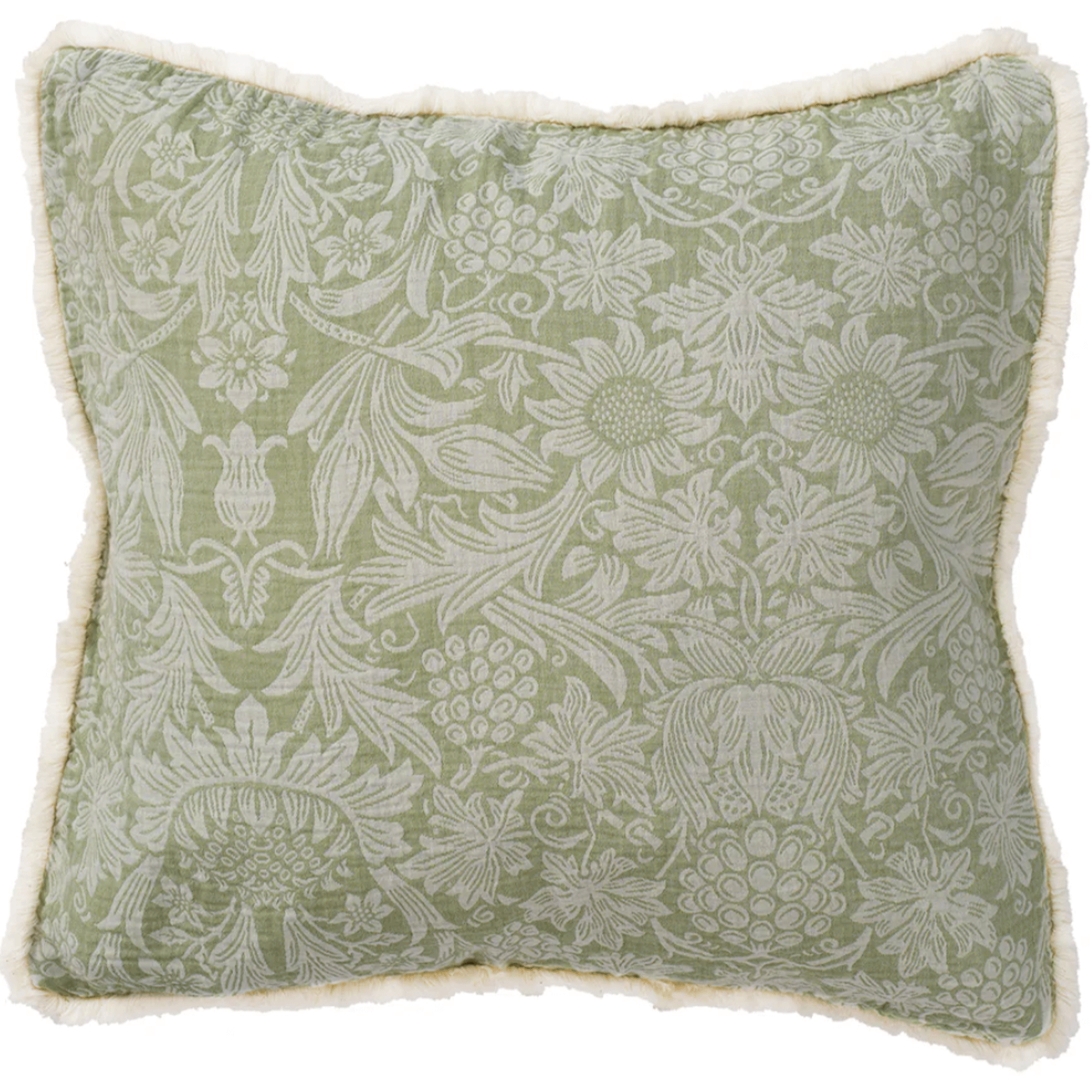 Sunflower Frill Green 50x50cm Cotton Cushion Cover
