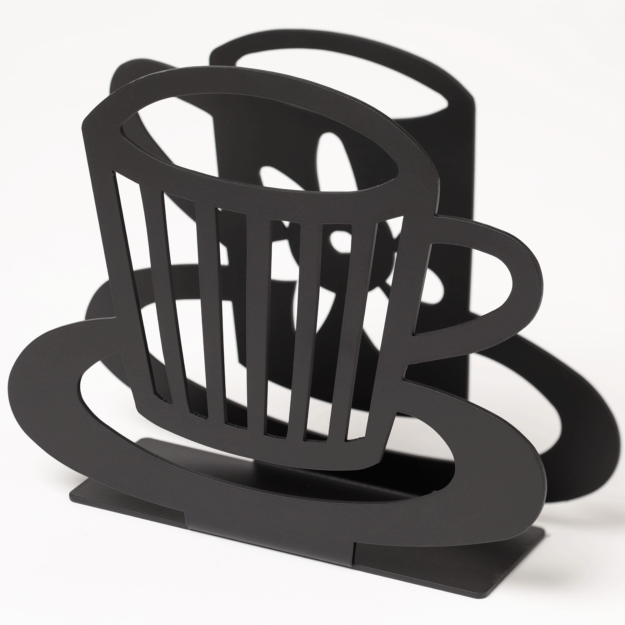 Cups Black Napkin Holder