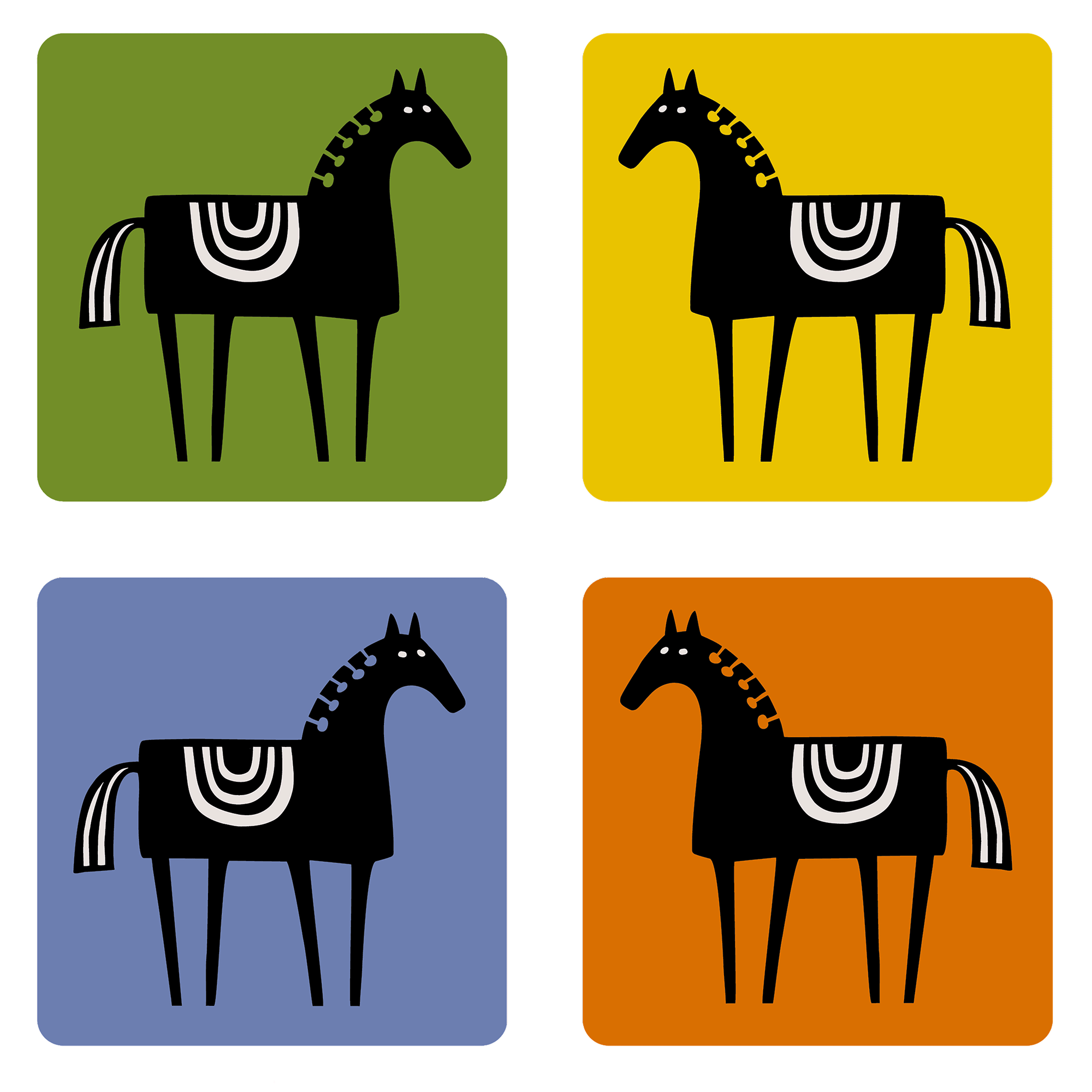 The Horse Coasters Birchwood Set of 4