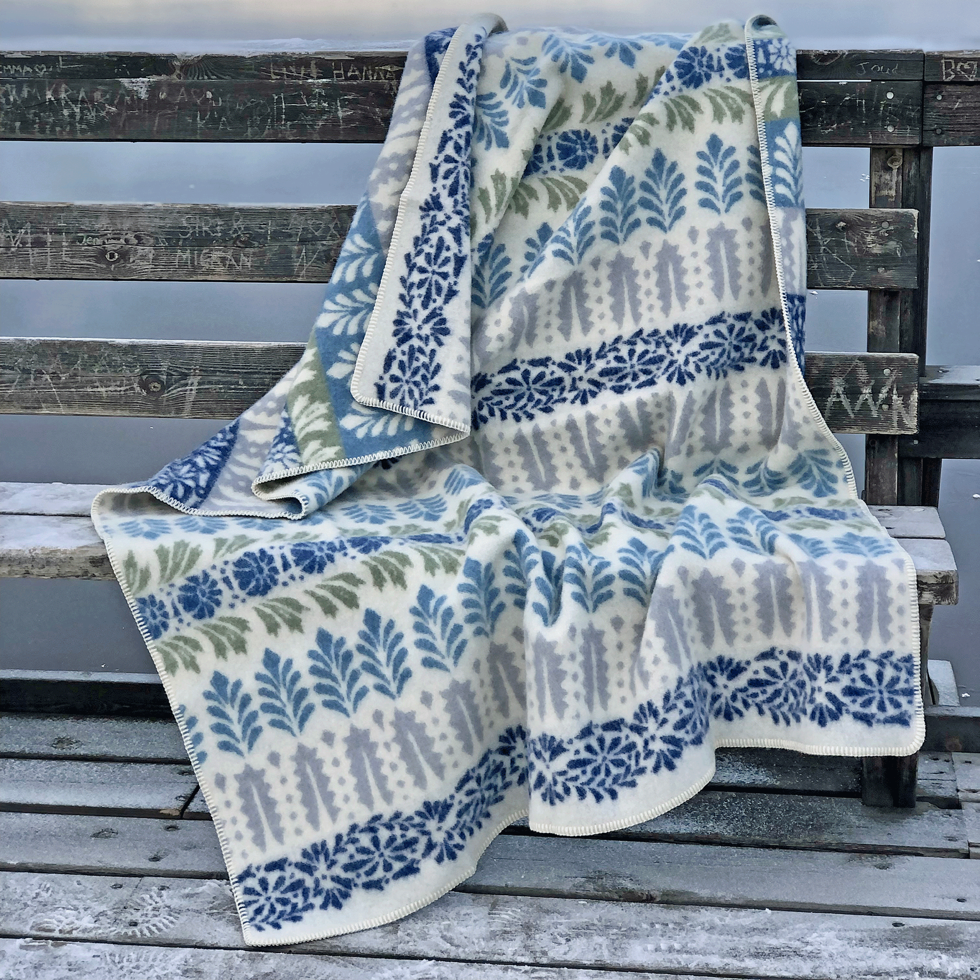Arvet Blue 130x180cm Woven Eco Lambswool Blanket