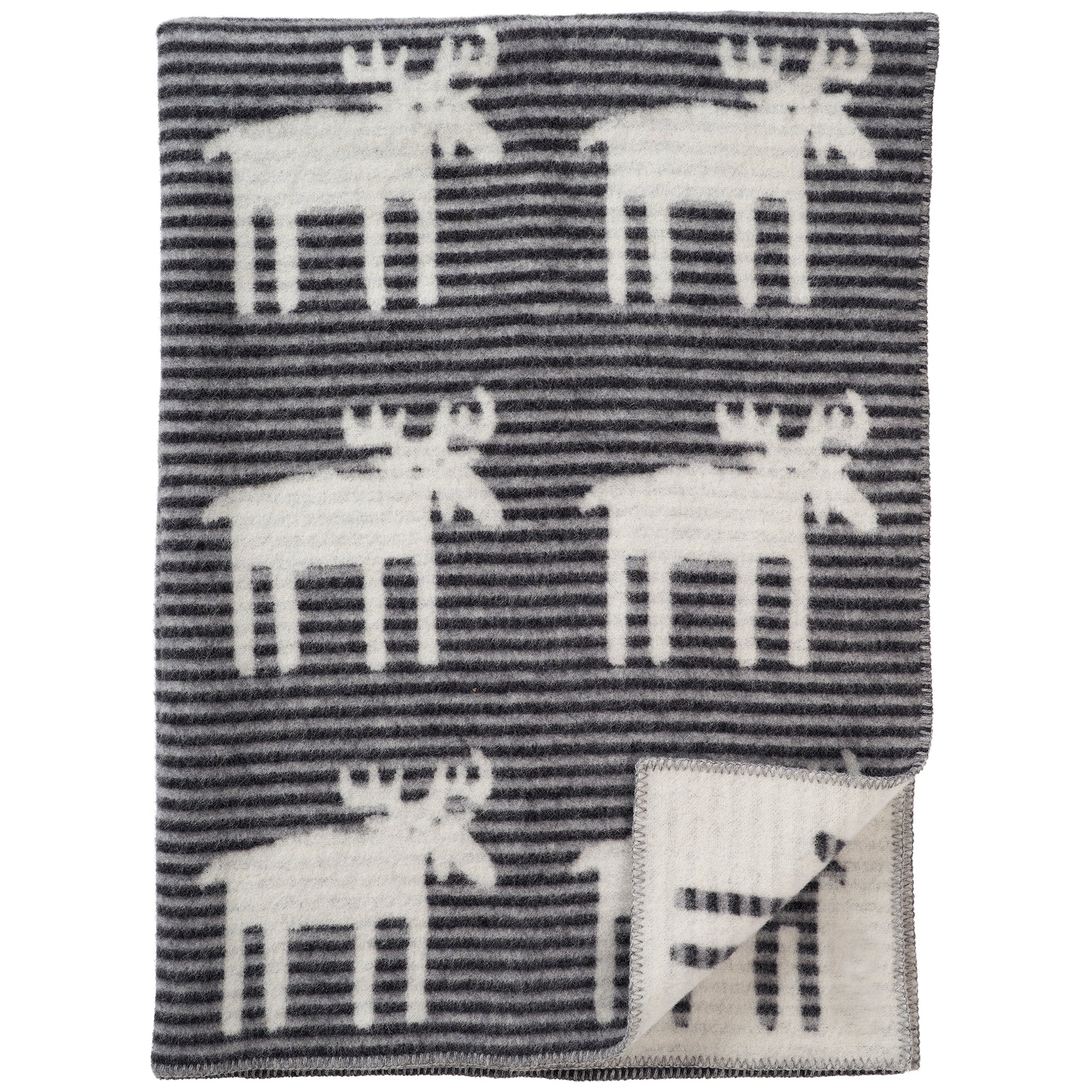 Moose Stripe Grey 130x180cm Eco Lambswool Blanket