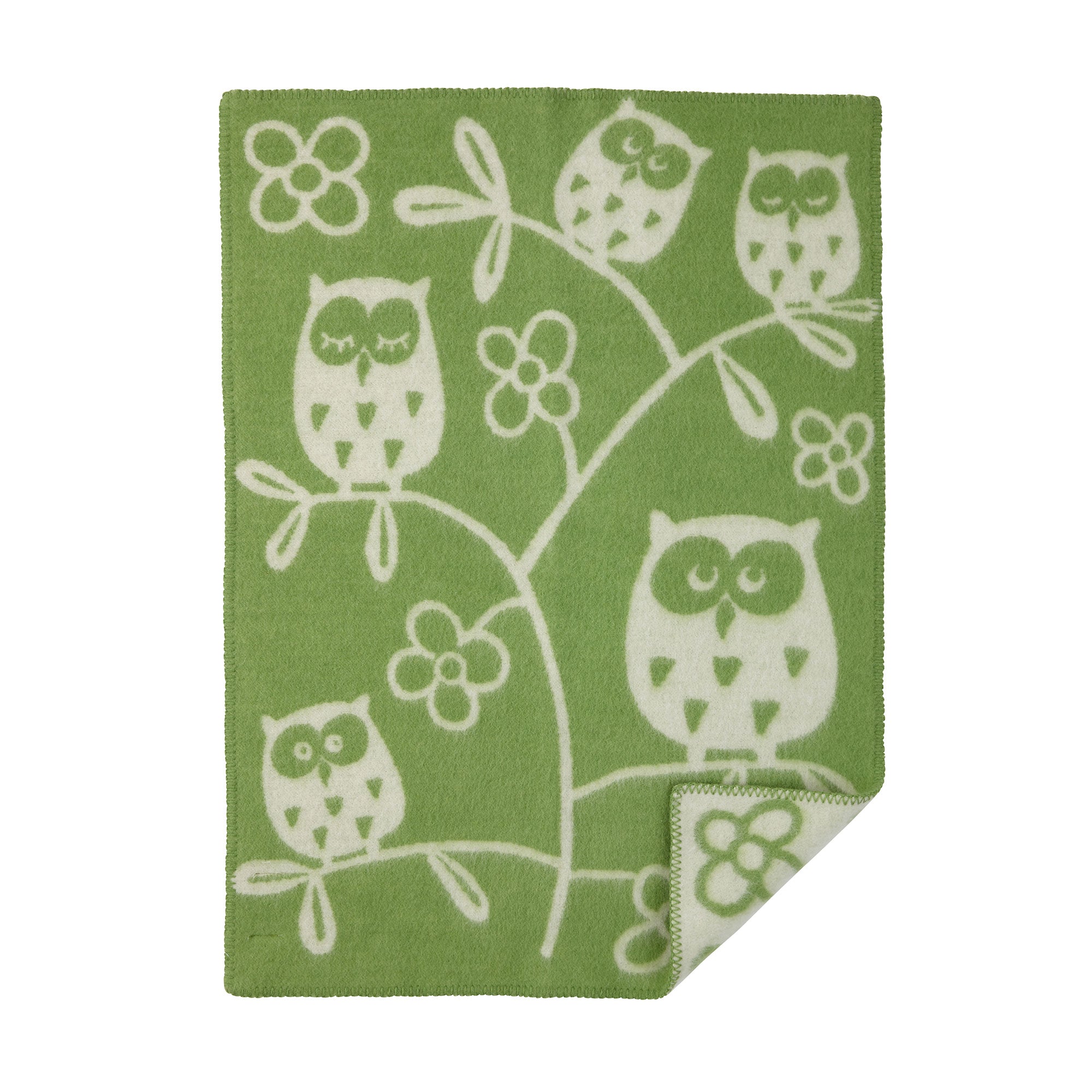 Tree Owl Green 65x90cm Eco Lambswool Blanket