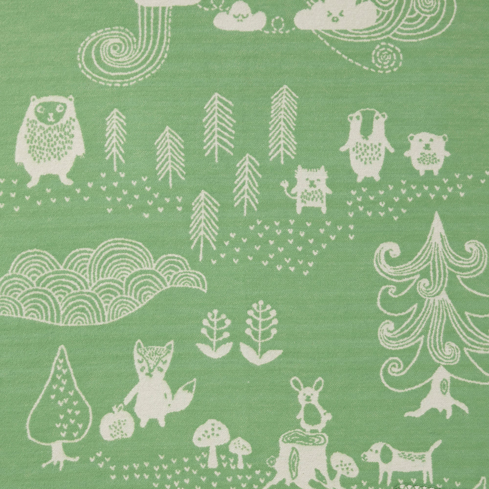 Little Bear Green 70x90cm Brushed Organic Cotton Blanket