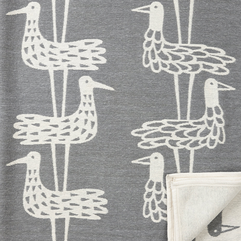 Shorebird Grey 140x180cm Cotton Chenille Blanket
