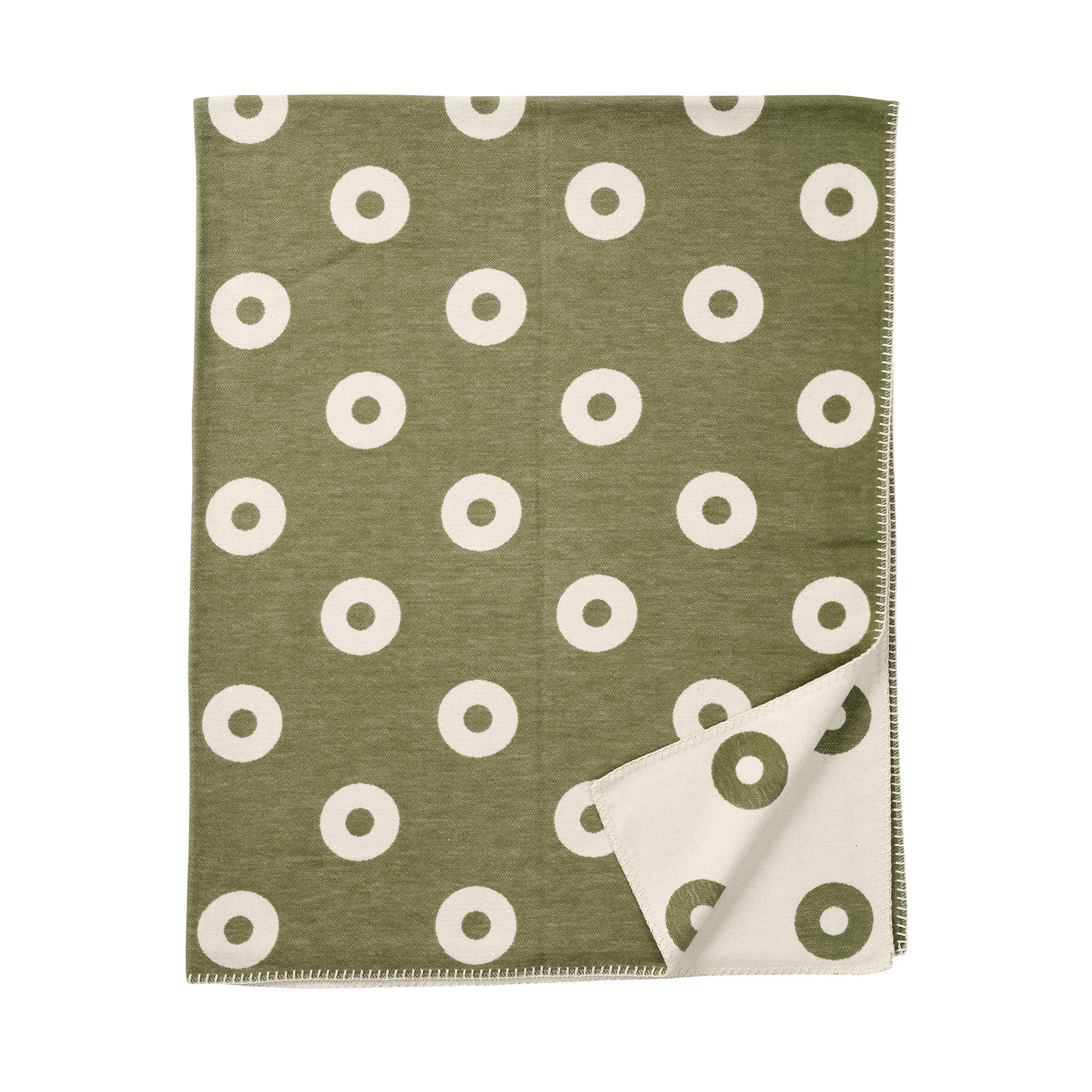 Rings Green 140x180cm Brushed Organic Cotton Blanket