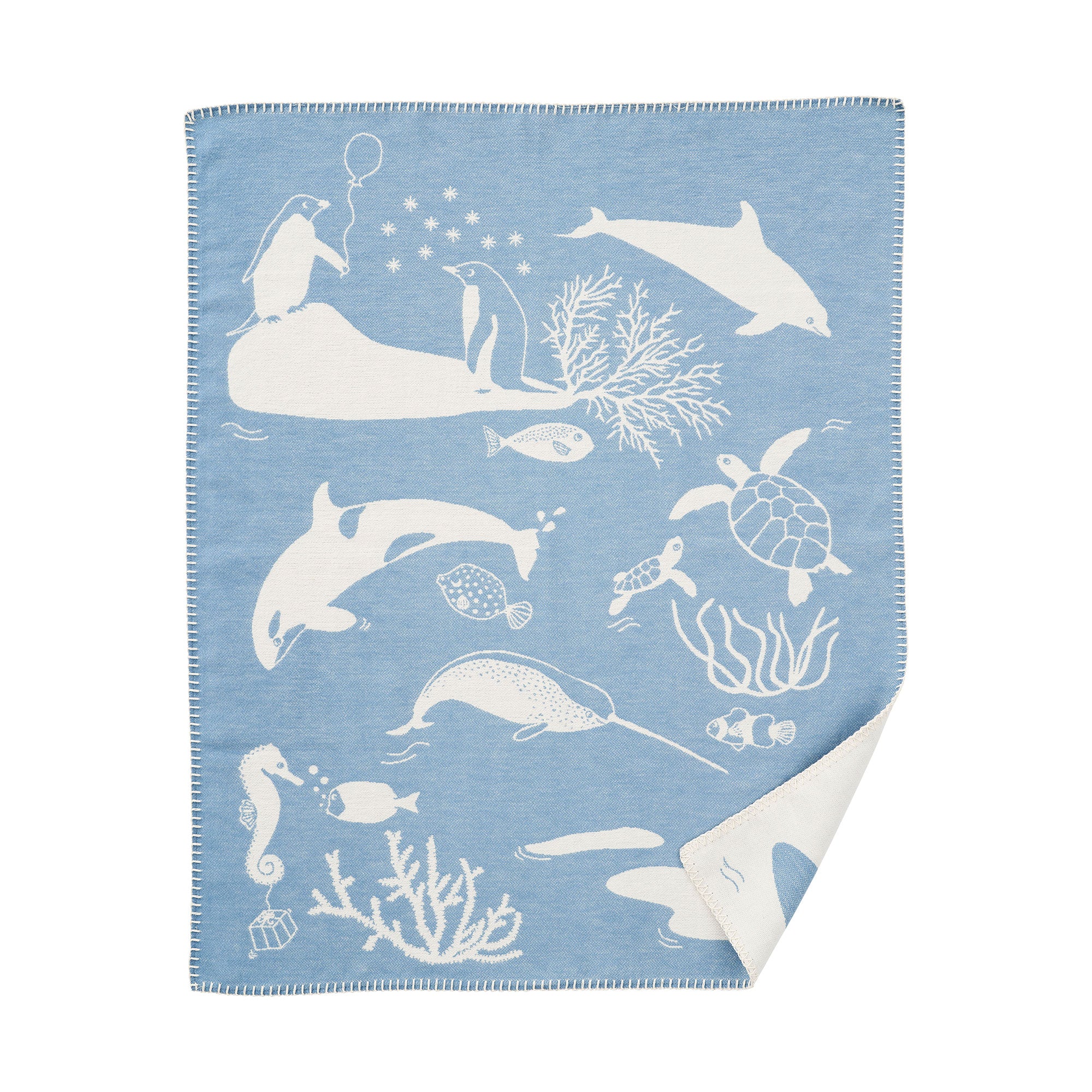 Sealife Blue 70x90cm Brushed Cotton Blanket