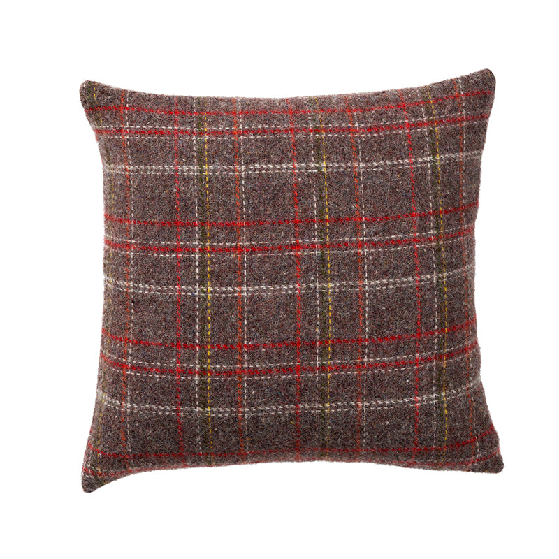 Square Brown & Red 45x45cm Recycled Lambswool Cushion Cover