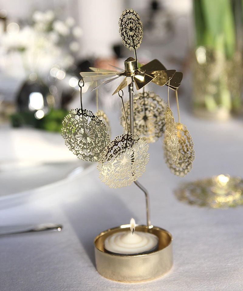 Dandelion Gold Rotary Candle Holder - Northlight Homestore